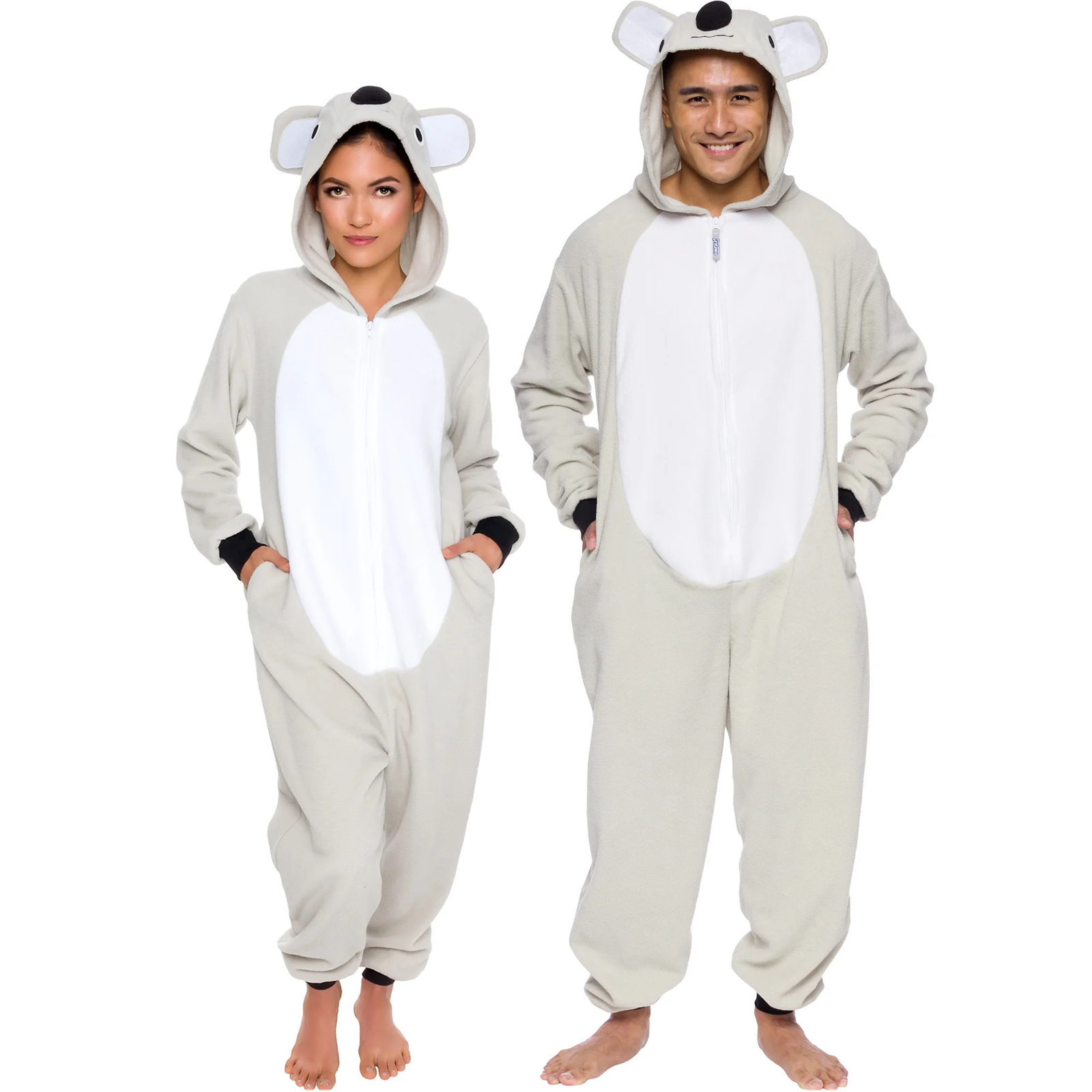 Slim Fit Adult One Piece Cosplay Koala Costume by Silver Lilly (Grey / White, Medium Unisex)