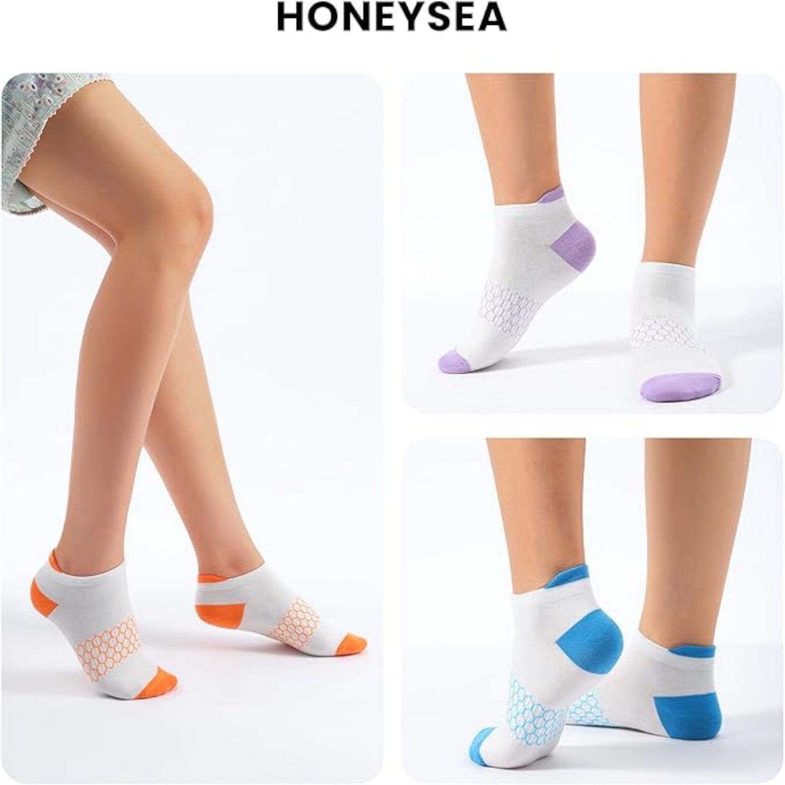 Honeysea Breathable Womens Ankle Socks - 6 Pairs Arch Compression Women's Low Cut Socks Colorful Girls Athletic Socks (Small)