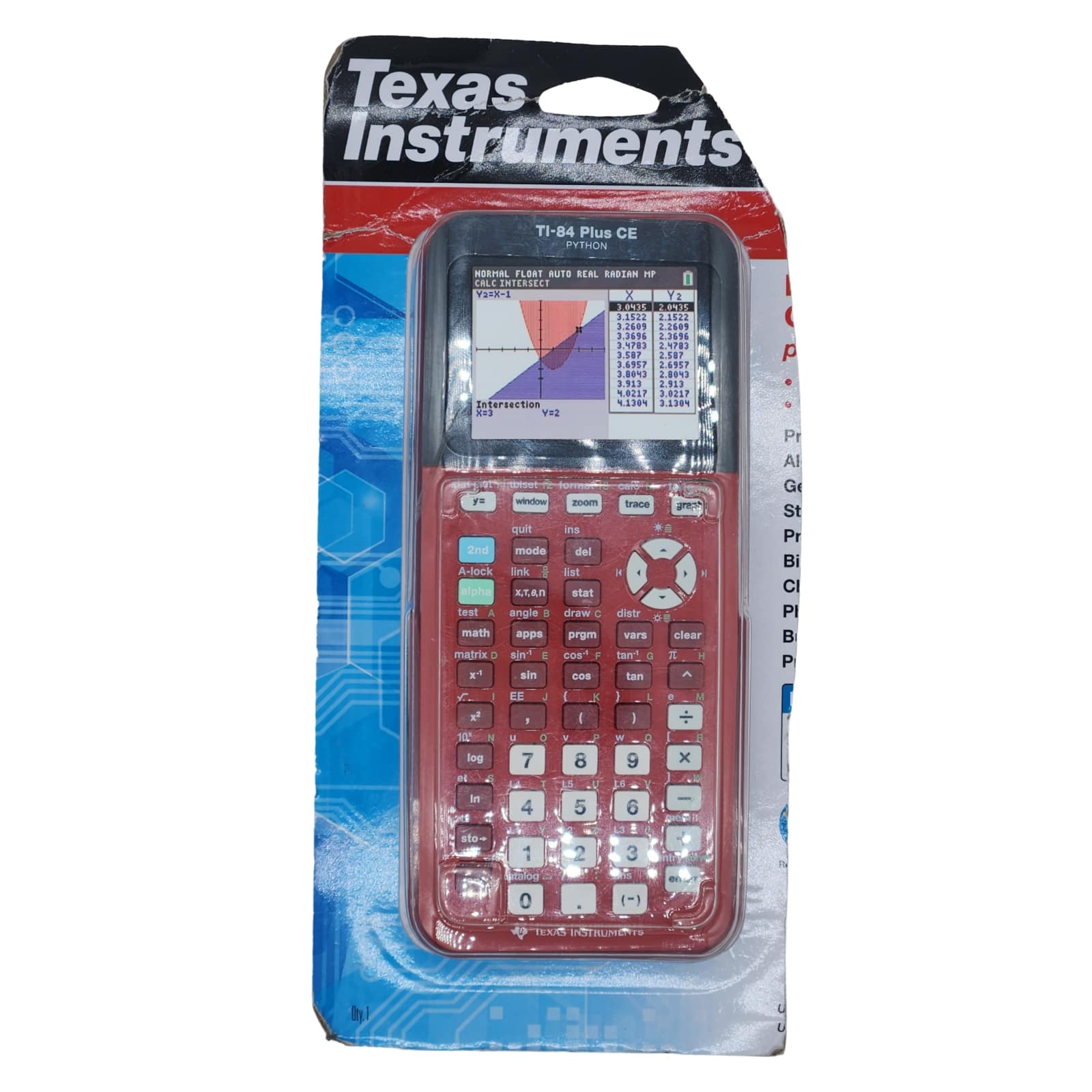 Texas Instruments Familiar TI-84 Plus CE (Python) Graphing Calculator, Red