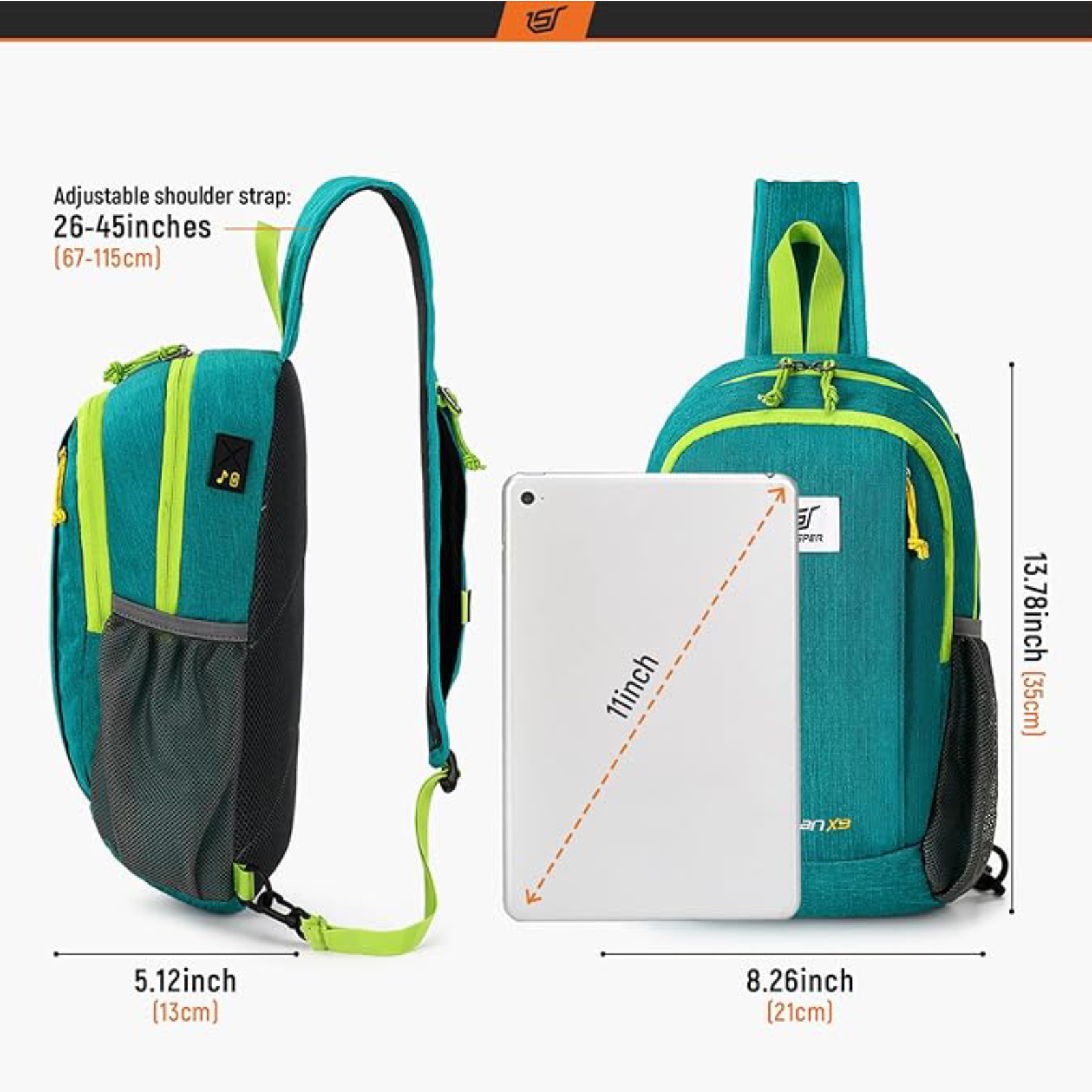 SKYSPER Sling Backpack with RFID Pocket Lightweight Crossbody Bag for Hiking Travel Shoulder Chest Bag for Men Women