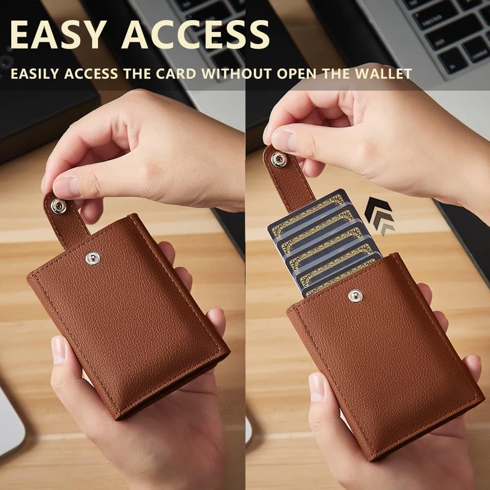 AIUWO Men's Trifold Pattern Leather Wallet 