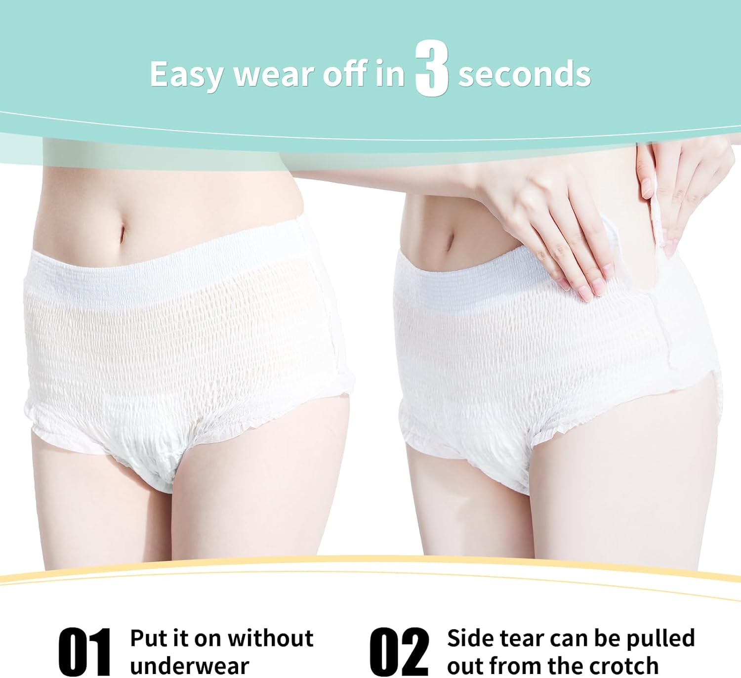 Disposable Period Underwear for Women Plus Size L/XL, 360° Leak Proof Period Panties for Heavy Flow, Overnight Postpartum and Incontinence Pads, Odor Control, Breathable, Unscented, 10 Count