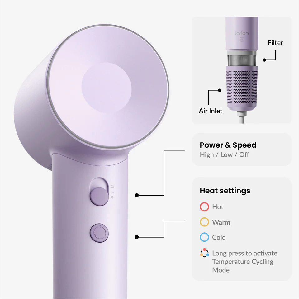 Laifen Swift SE - High Speed Ionic Hair Dryer with 2 Magnetic Nozzles