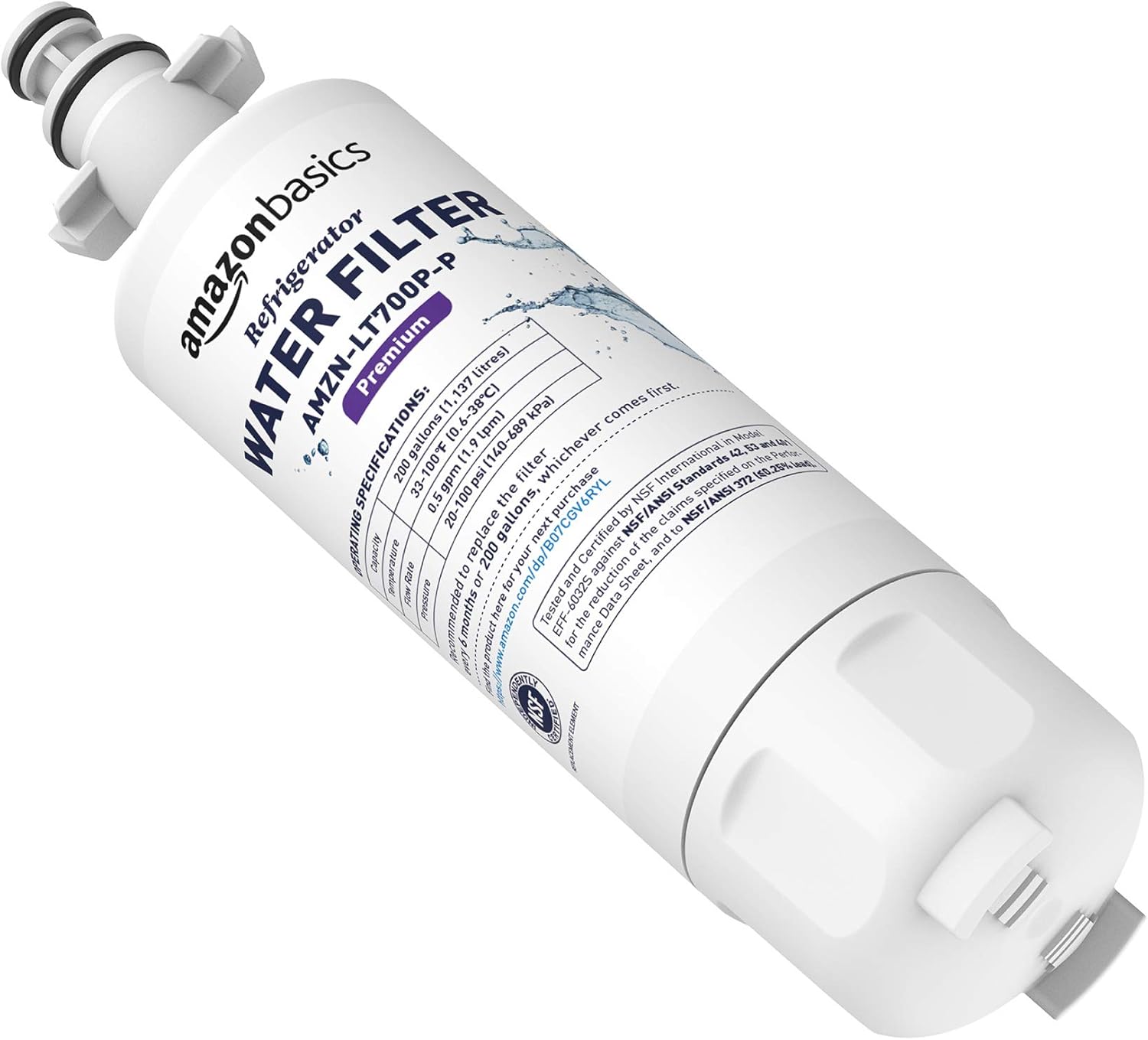 Amazon Basics Replacement LG LT700P Refrigerator Water Filter Cartridge - Premium - 3 Pack