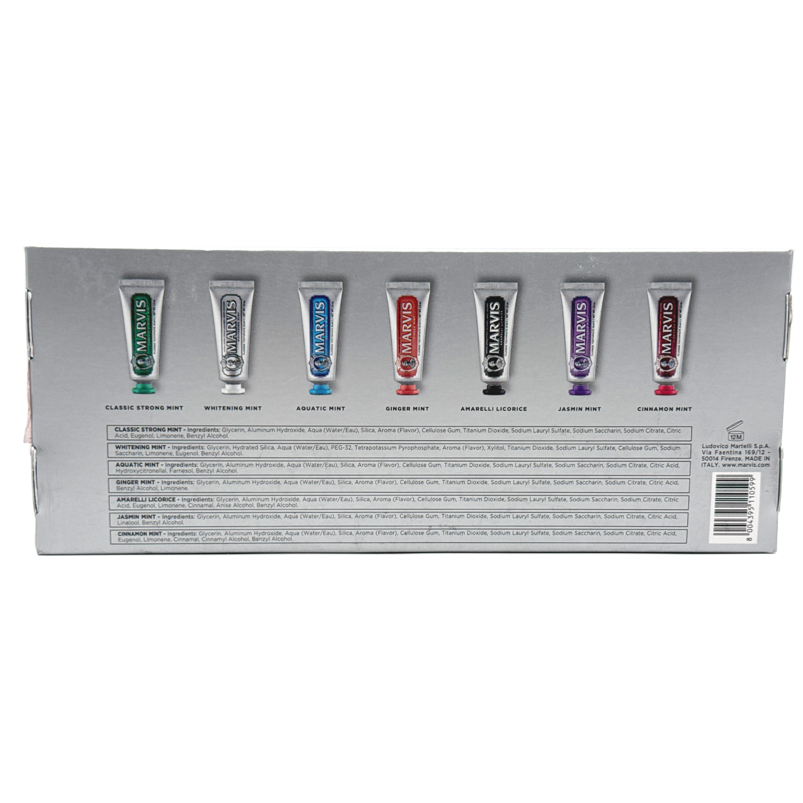Marvis Toothpaste Flavor Collection Gift Set - Pack of 7 Minis/Travel Size