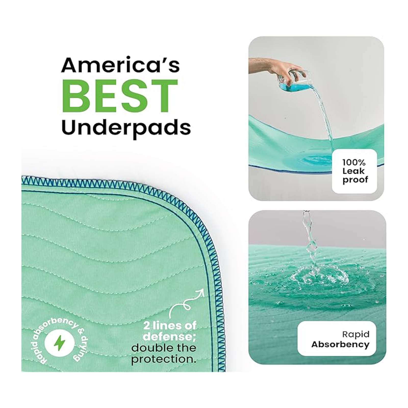 IMPROVIA® Washable Underpads, 34" x 52" (1 Pack) - Heavy Absorbency Reusable Incontinence Pads for Kids, Adults, Elderly, and Pets - Waterproof Protective Pad for Bed, Couch, Sofa, Furniture, Floor