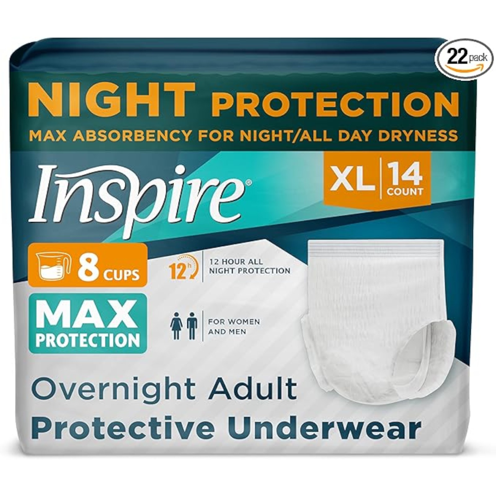 Inspire Adult Diapers Women or Men - MAX Absorbency | Our Most Absorbent and Dry, Incontinence Underwear for Women or Men | Leak Proof Diaper Overnight or Daytime for Heavy XL 14 count