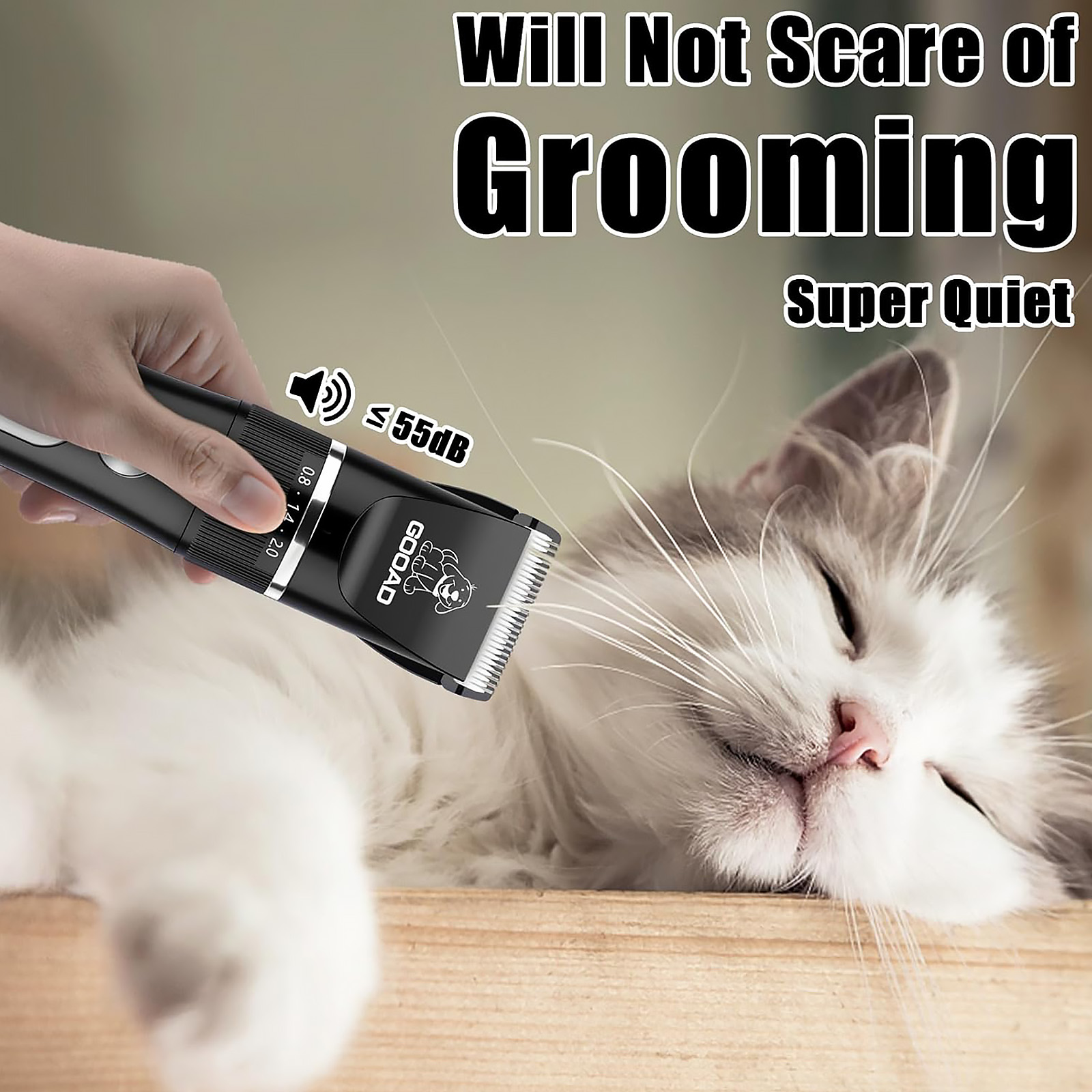 Cat Grooming Kit, Cat Clippers for Matted Hair, Cordless Cat Shaver for Long Hair, Low Noise Paw Trimmer, Cat Hair Trimmer for Grooming,Quiet Pet Hair Clippers Tools for Cats Dogs (Black)