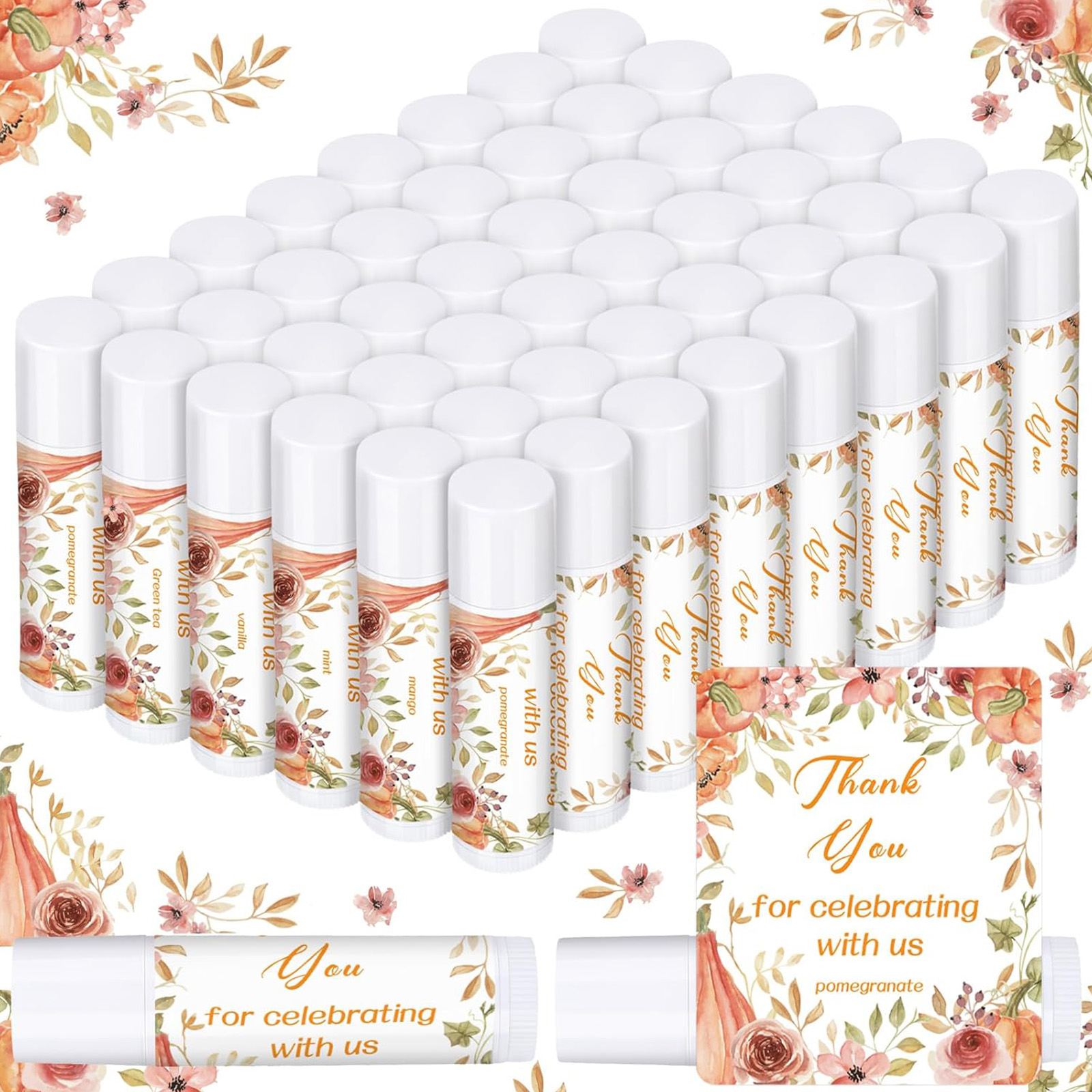 Dunzy 50 Pcs Mint Lip Balm: Bulk Thank You Gifts for Baby/Bridal Showers, Lip Care