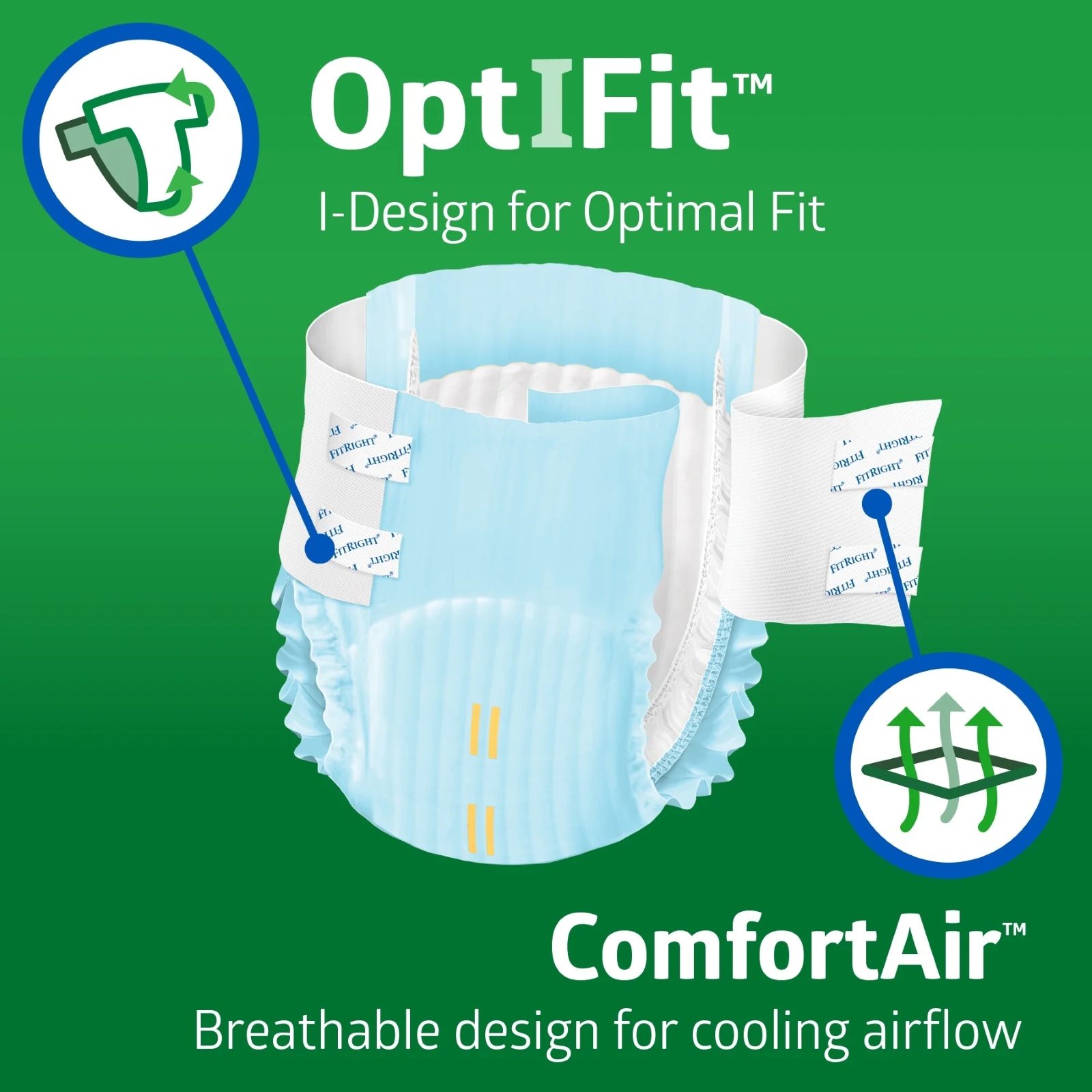 FitRight OptiFit Briefs, Ultra Absorbent, Disposable Adult Briefs with Tabs, Large, 44"-56", 20 Count