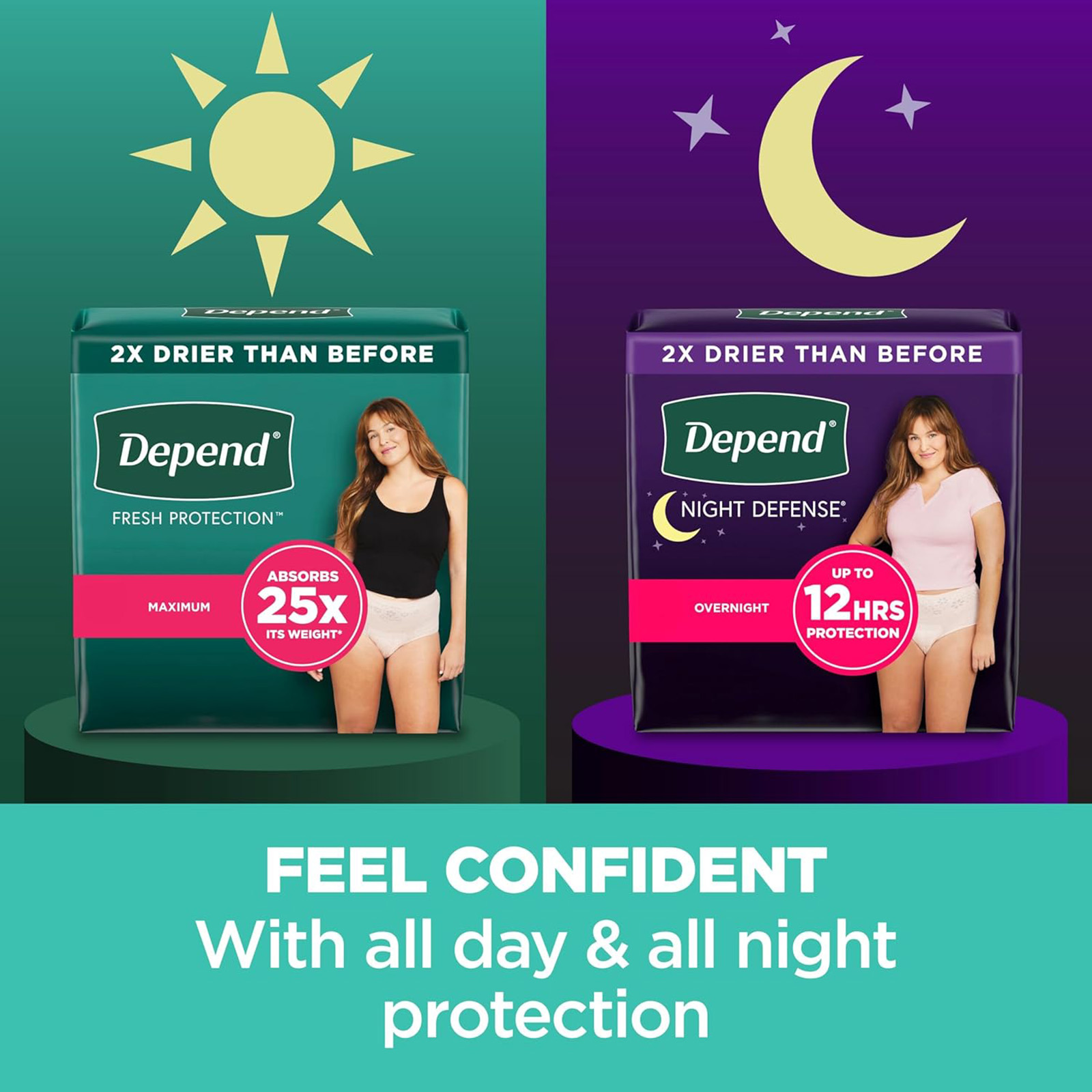 Depend Fresh Protection Adult Incontinence Underwear for Women 32 Count, Small
