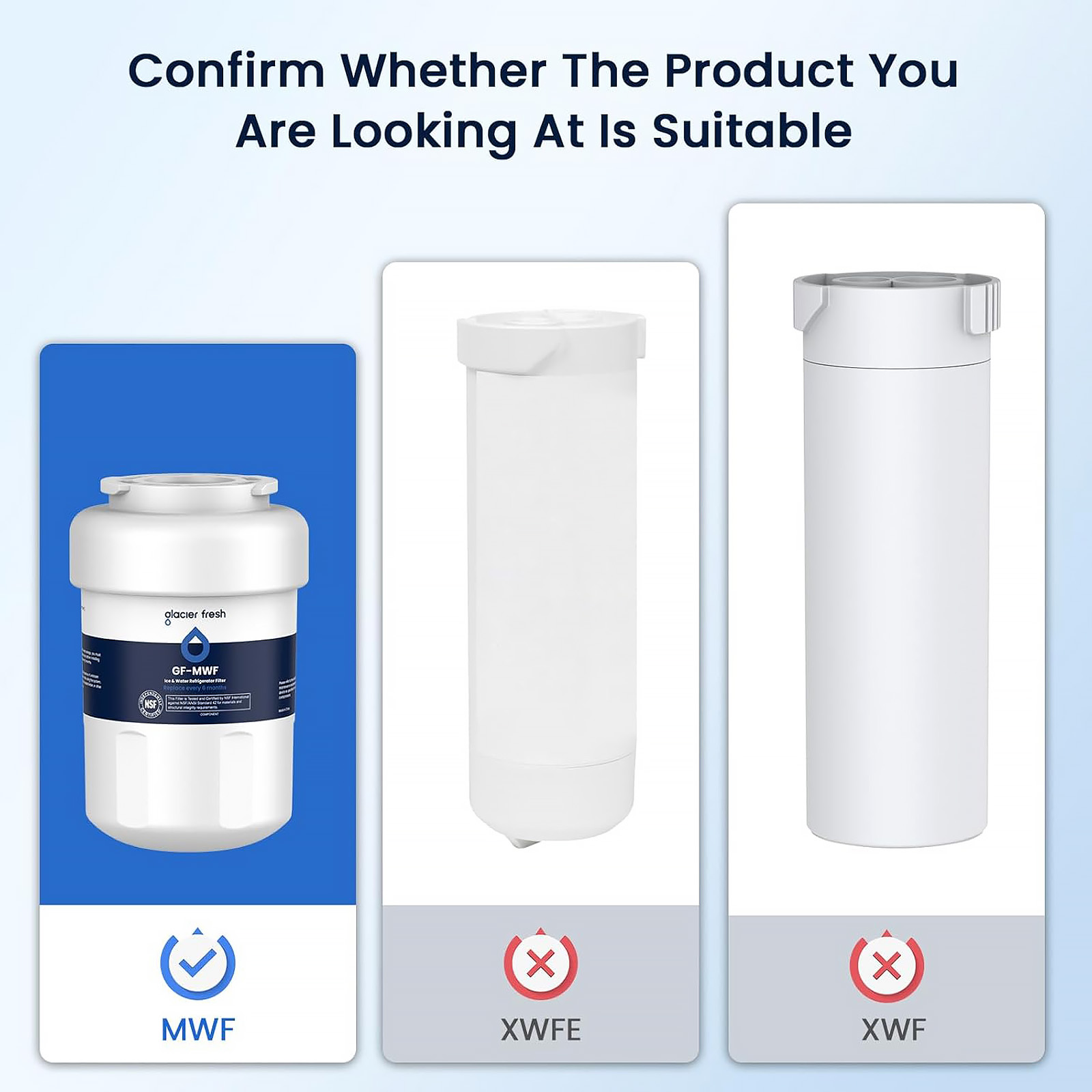 GLACIER FRESH Replacement for MWF Refrigerator Water Filters - Choose Pack