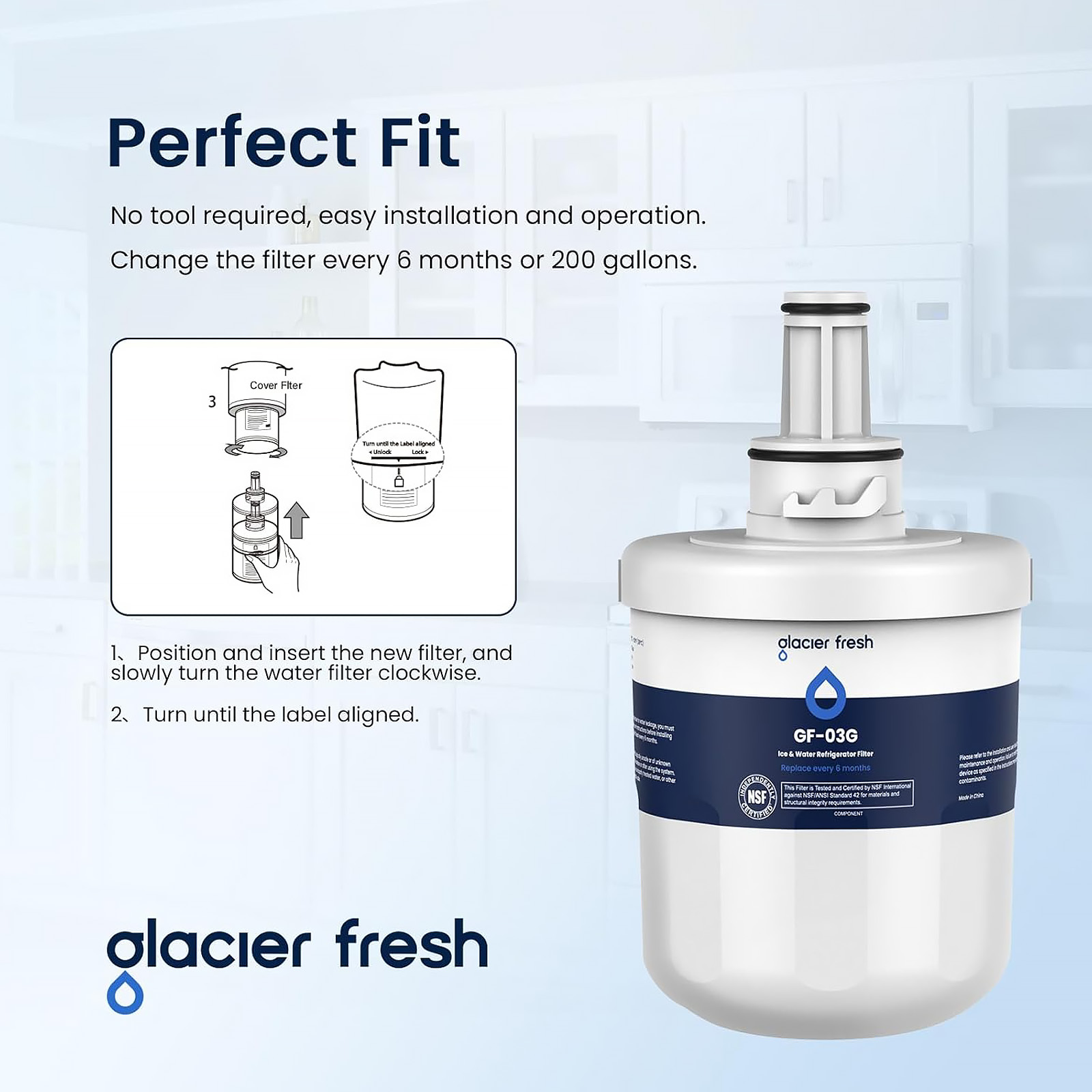 GLACIER FRESH GF-03G Water Filter Compatible with Samsung Aqua-Pure Plus, 3 Pack
