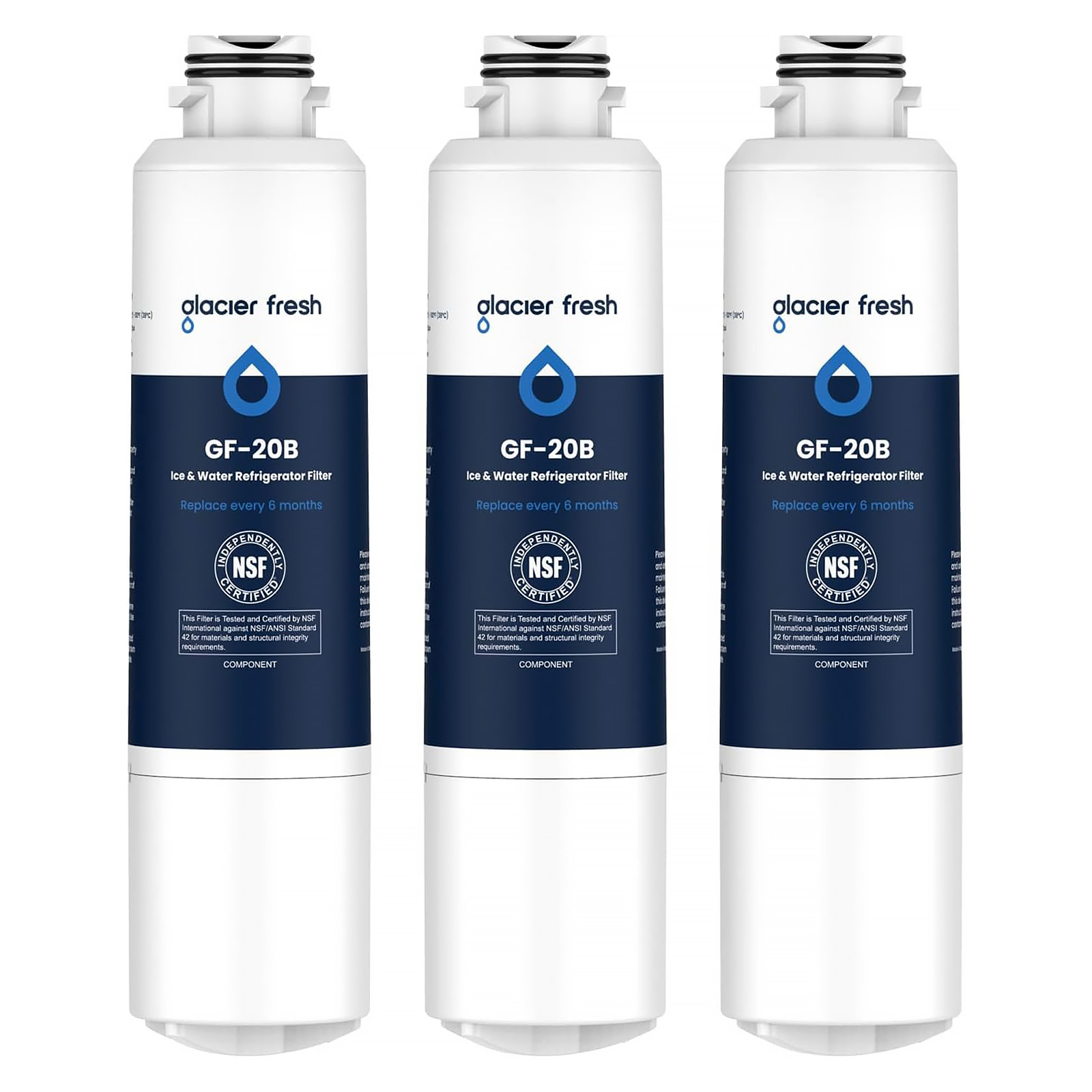 GLACIER FRESH GF-20B Refrigerator Water Filter Compatible with Samsung (3 PACK)
