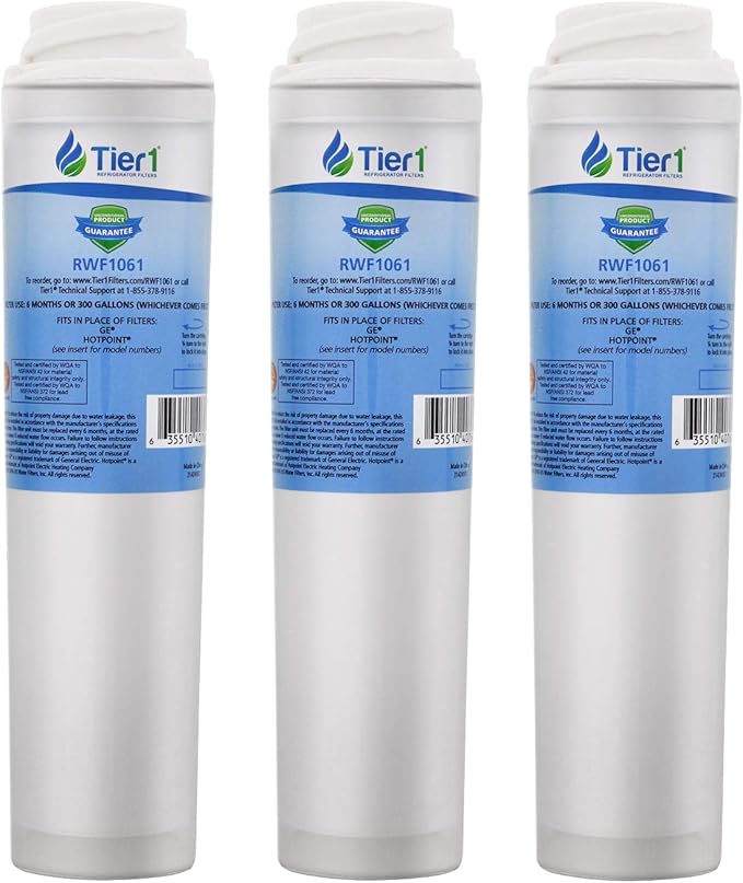 Tier1 GSWF Refrigerator Water Filter 3-pk | Replacement for GE GSWFDS, SmartWater 238C2334P001, Kenmore 46-9914, 469914, 9914, EFF-6023A, AP3418061, Fridge Filter