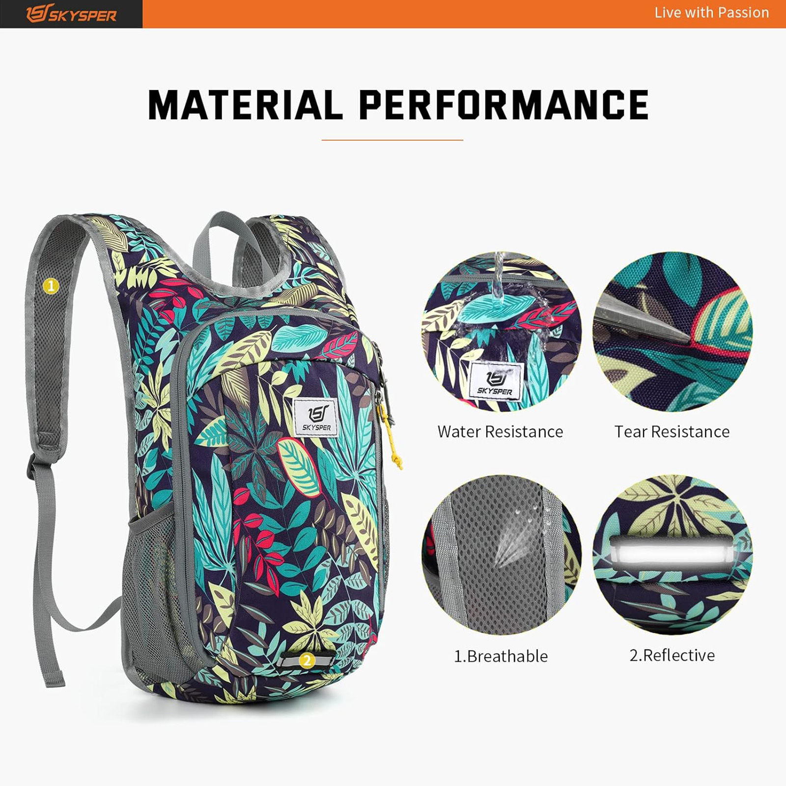 SKYSPER Small Daypack 10L Hiking Backpack Packable Lightweight Travel Day Pack for Women Men, Color: Leaf, Size: 10L