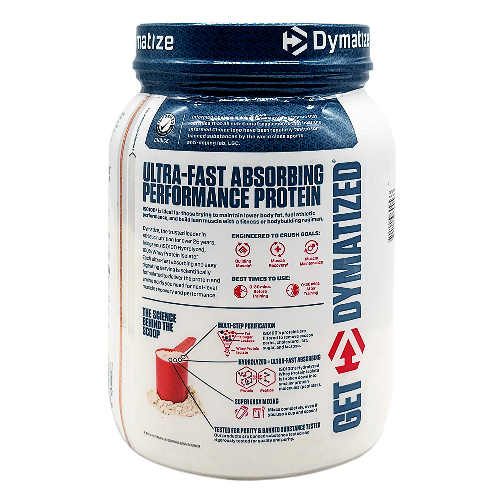 Dymatize ISO100 Hydrolyzed Protein Powder, 100% Whey Isolate Protein, 25g of Protein, 5.5g BCAAs, Gluten Free, Fast Absorbing, Easy Digesting, Gourmet Vanilla, 24 Servings