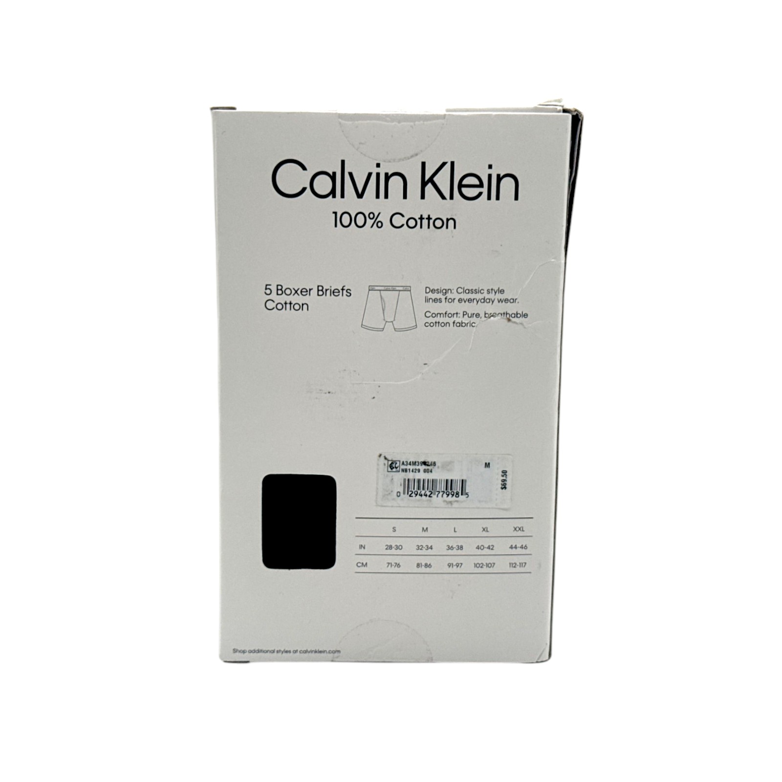 Calvin Klein Men's Cotton Classics 5 Pack Boxer Brief - Black - Medium
