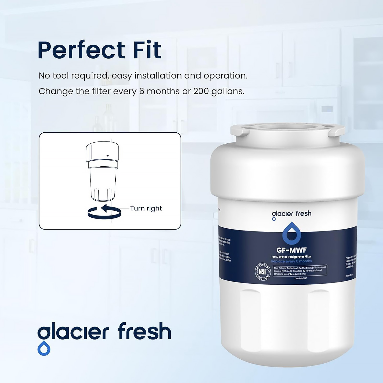 GLACIER FRESH Replacement for MWF Refrigerator Water Filters - Choose Pack