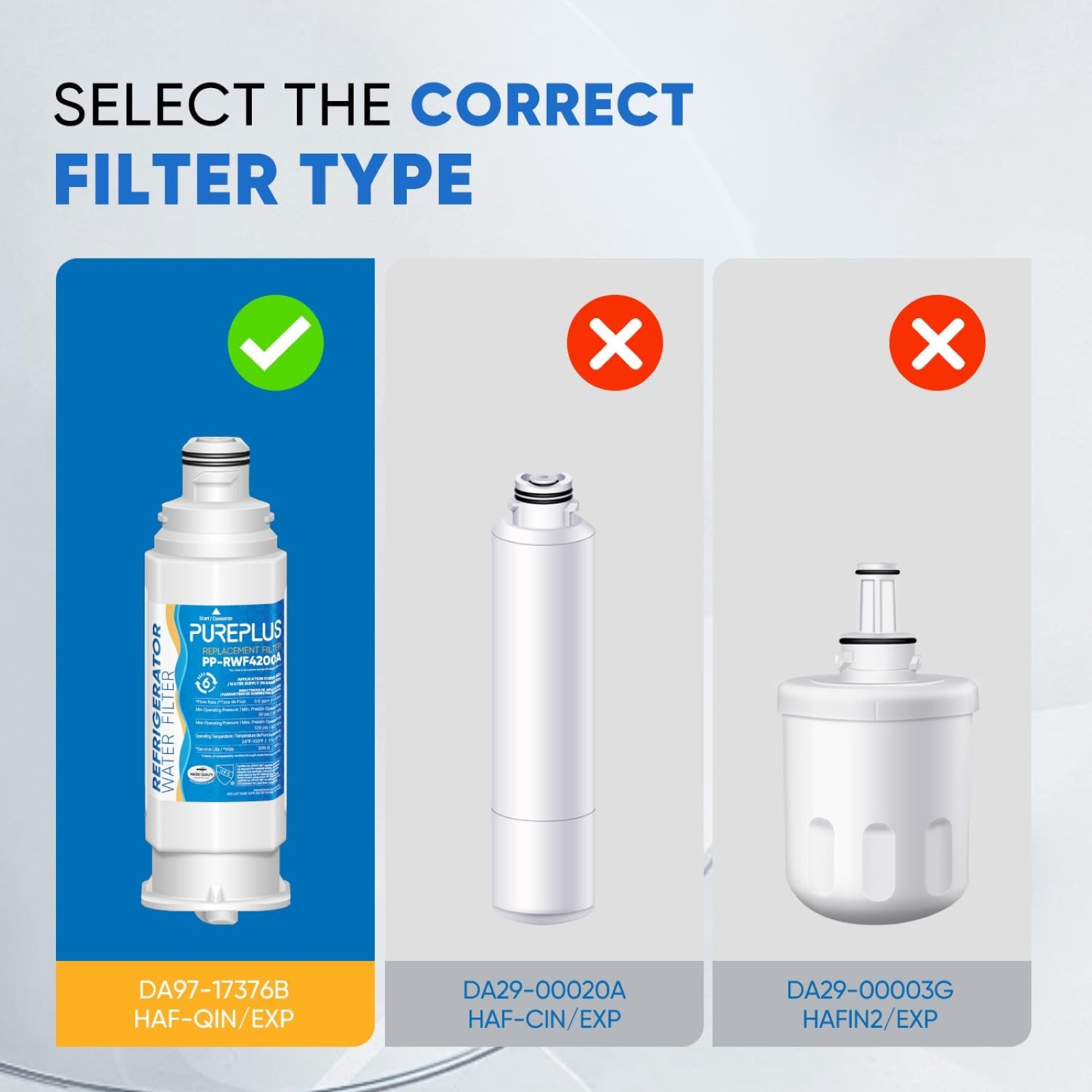 PUREPLUS DA97-17376B Replacement for Samsung HAF-QIN, HAF-QIN/EXP, DA97-08006C, RF23M8070SG, RF23M8070SR, Refrigerator Water Filter