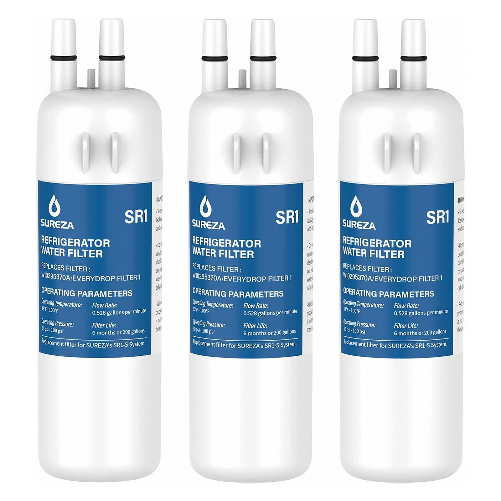 Sureza SR1 Refrigerator Water Filter, 3 Pack