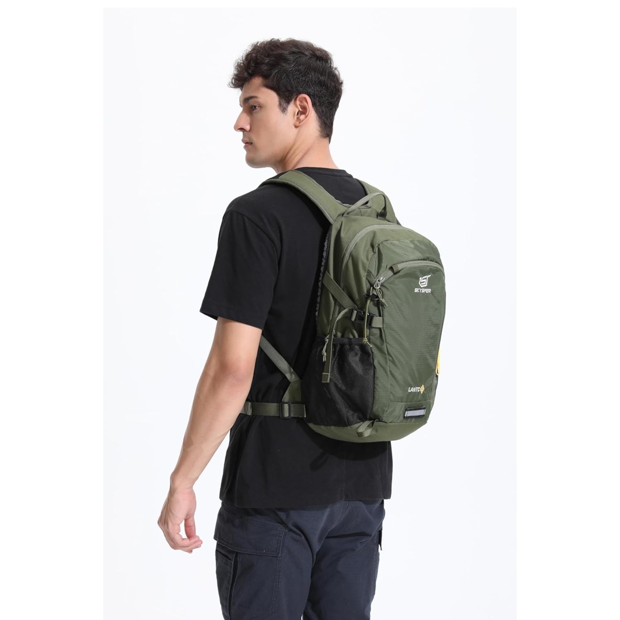 SKYSPER Small Hiking Backpack, 30L Lightweight Travel Backpacks Hiking Daypack for Women Men - Army Green