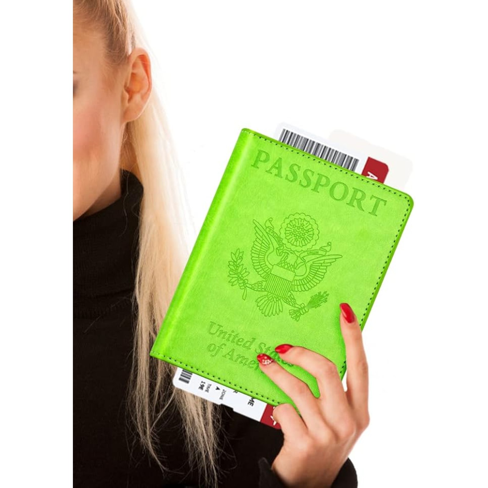 Eoehro BB-green Passport and Vaccine Card Holder Combo with Vaccine Card Slot, Wallet, Cover for Women and Men