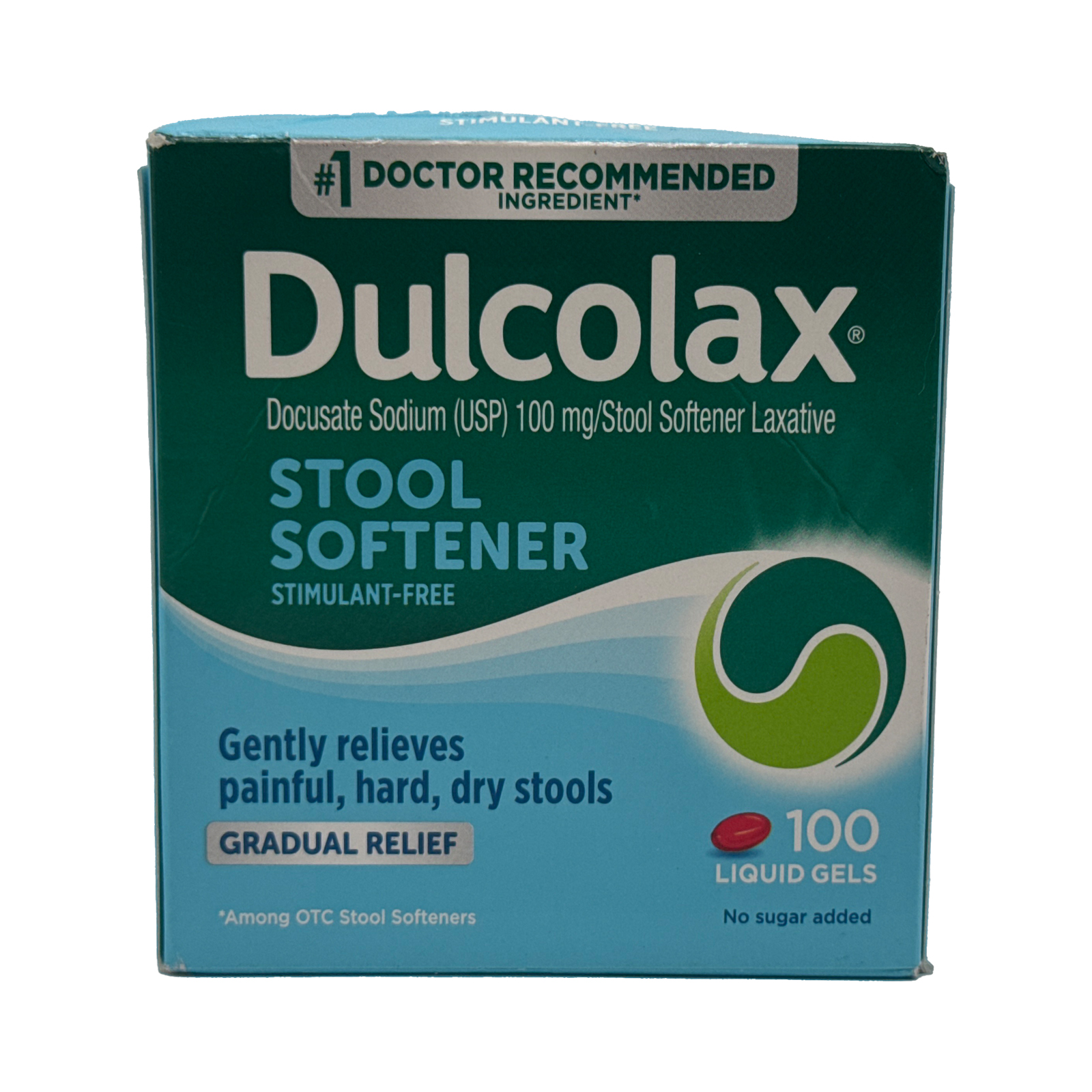 Dulcolax Stool Softener Laxative Liquid Gel Capsules, Docusate Sodium 100 mg, 100 Count