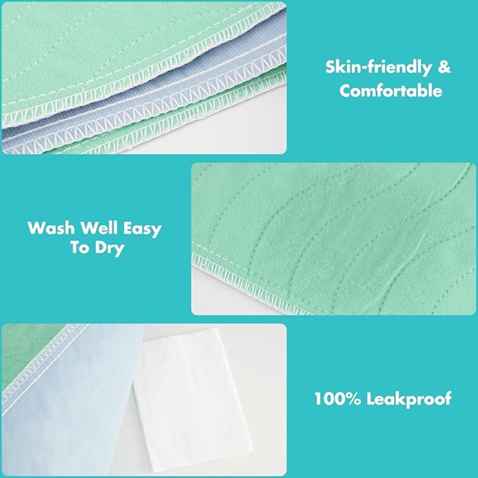 Bunlitent Washable Underpads, 36" x 38", 4 Pack - Heavy Absorbency Reusable Bedwetting Incontinence Pads for Kids, Adults, Elderly, and Pets - Waterproof Protective Pad for Bed, Couch, Sofa, Floor