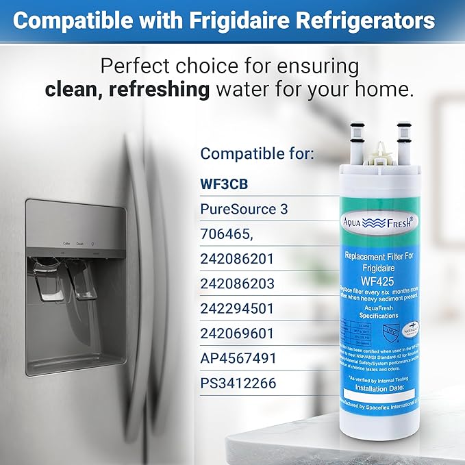 Aquafresh WF3CB Compatible Refrigerator Water Filter Replacement for WF3CB, PureSource 3, 706465, 242086201, 242086203, 242294501, 242069601, AP4567491, PS3412266, WF425