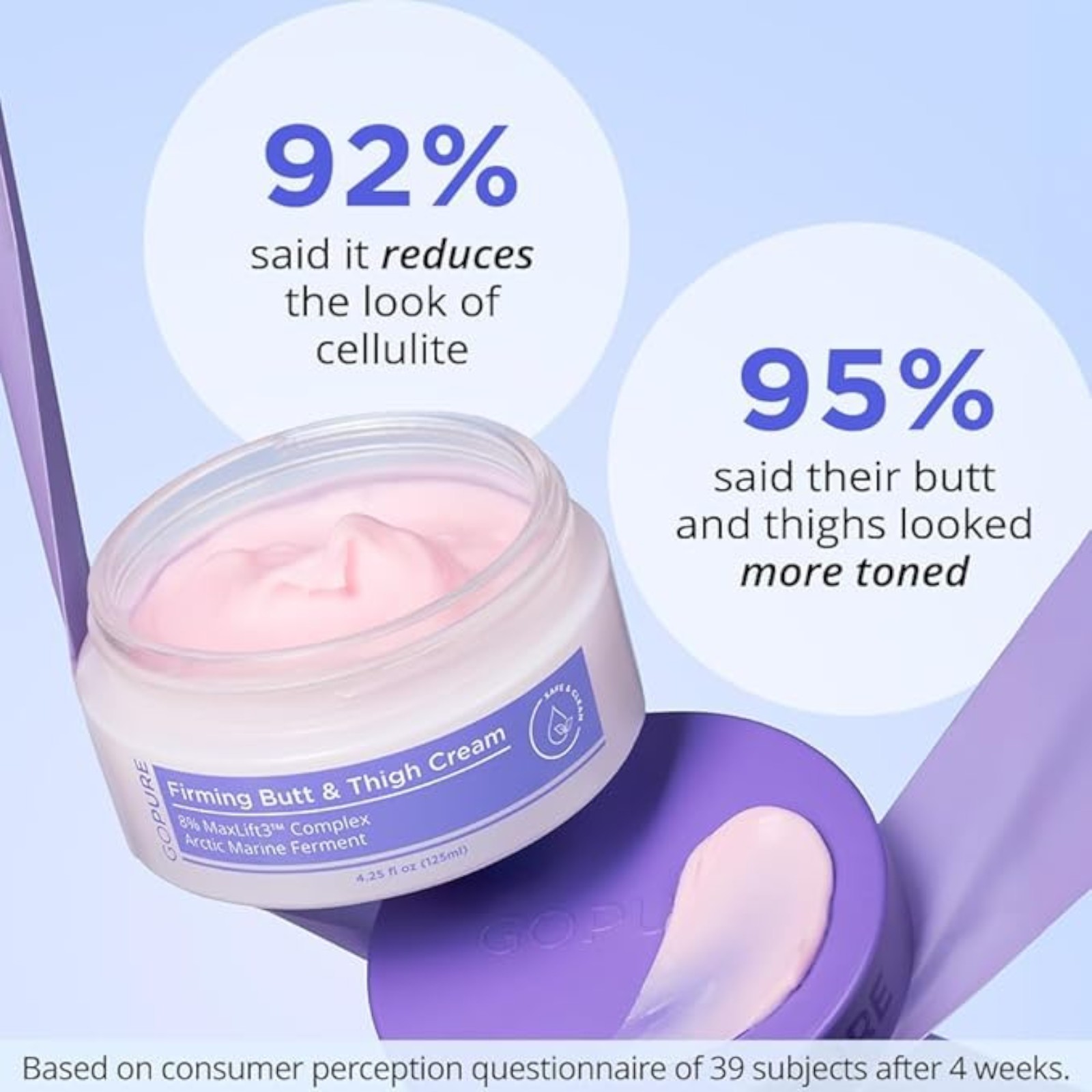 goPure Firming Butt & Thigh Cream – Smooths the look of dimpled texture, fades the look of stretch marks - Clinically Tested