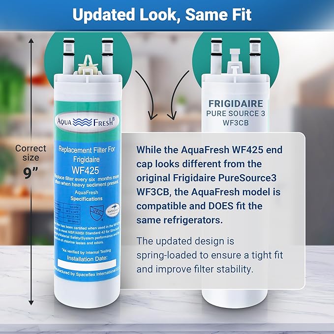 Aquafresh WF3CB Compatible Refrigerator Water Filter Replacement for WF3CB, PureSource 3, 706465, 242086201, 242086203, 242294501, 242069601, AP4567491, PS3412266, WF425