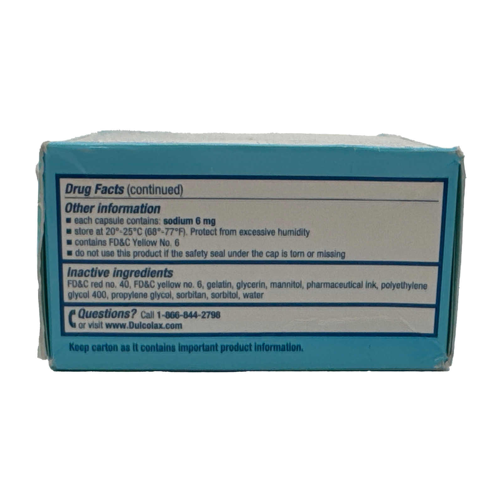 Dulcolax Stool Softener Laxative Liquid Gel Capsules, Docusate Sodium 100 mg, 100 Count