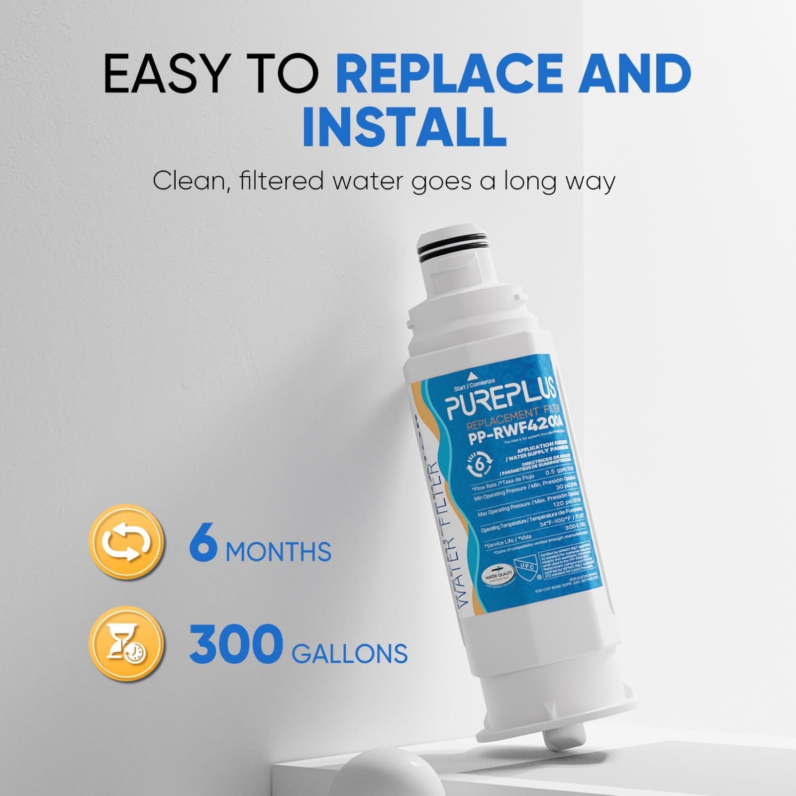 PUREPLUS DA97-17376B Replacement for Samsung HAF-QIN, HAF-QIN/EXP, DA97-08006C, RF23M8070SG, RF23M8070SR, Refrigerator Water Filter