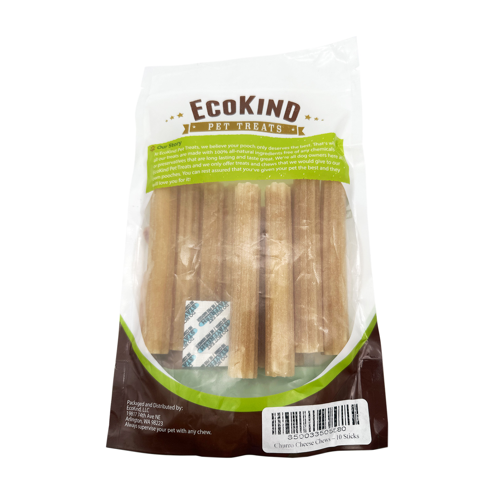 EcoKind Pet Treats Premium Gold cheese Flavored Churro Chews 10 sticks (2 pack)