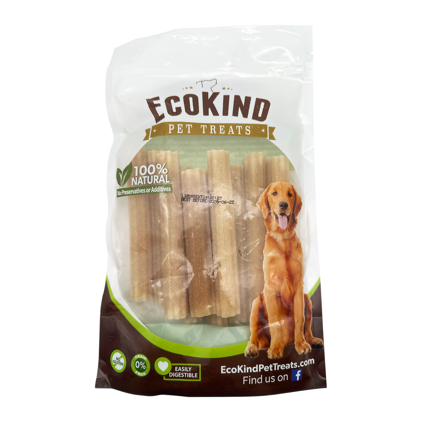 EcoKind Pet Treats Premium Gold cheese Flavored Churro Chews 10 sticks (2 pack)