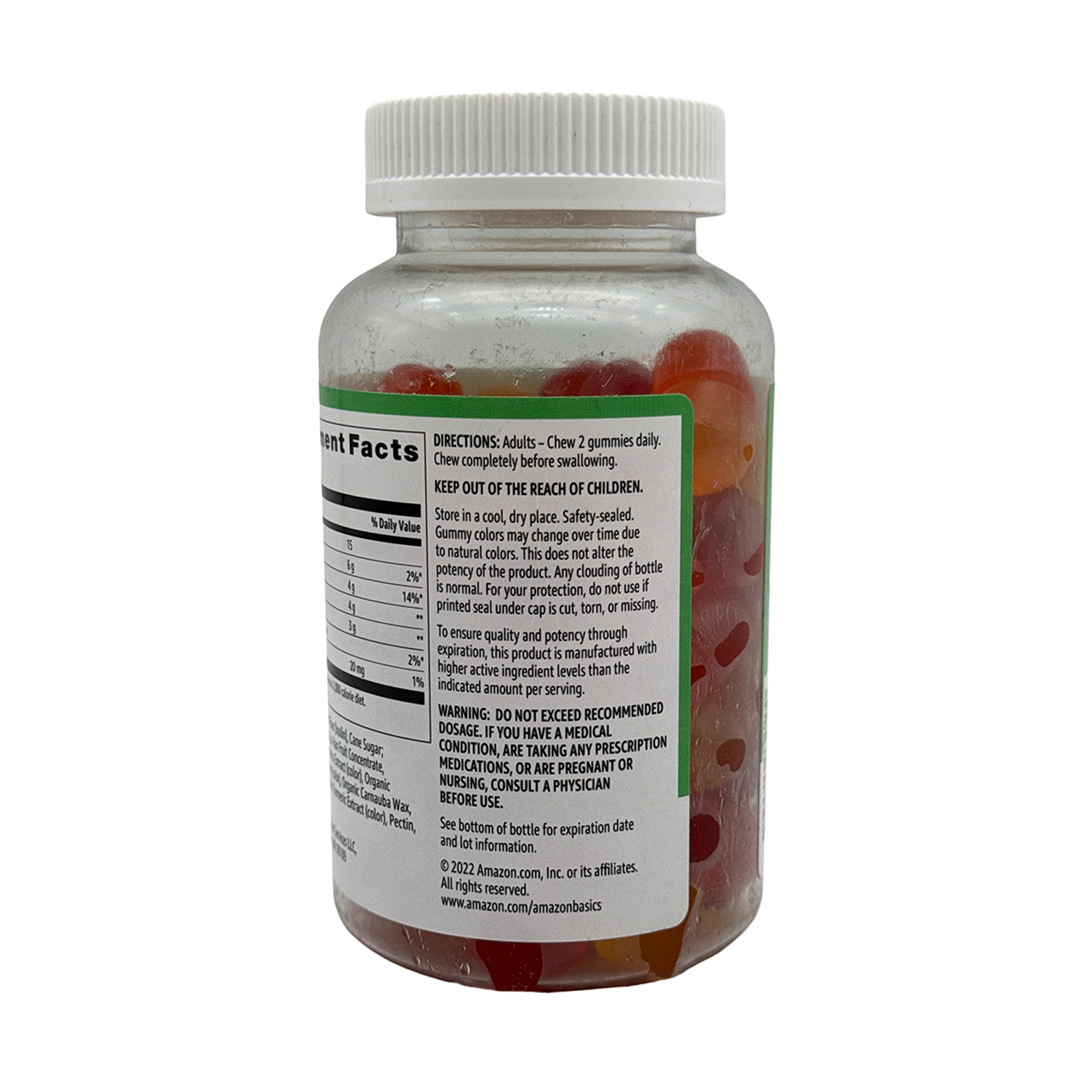 Amazon Basics Fiber 4g Orange Lemon & Strawberry Flavor 90 Gummies