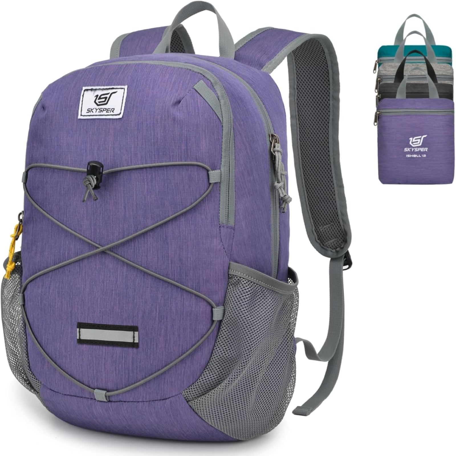 SKYSPER Small Hiking Backpack -12L Lightweight Packable Daypack for Travel Foldable Tear Resistant Backpacks for Women Men, Purple