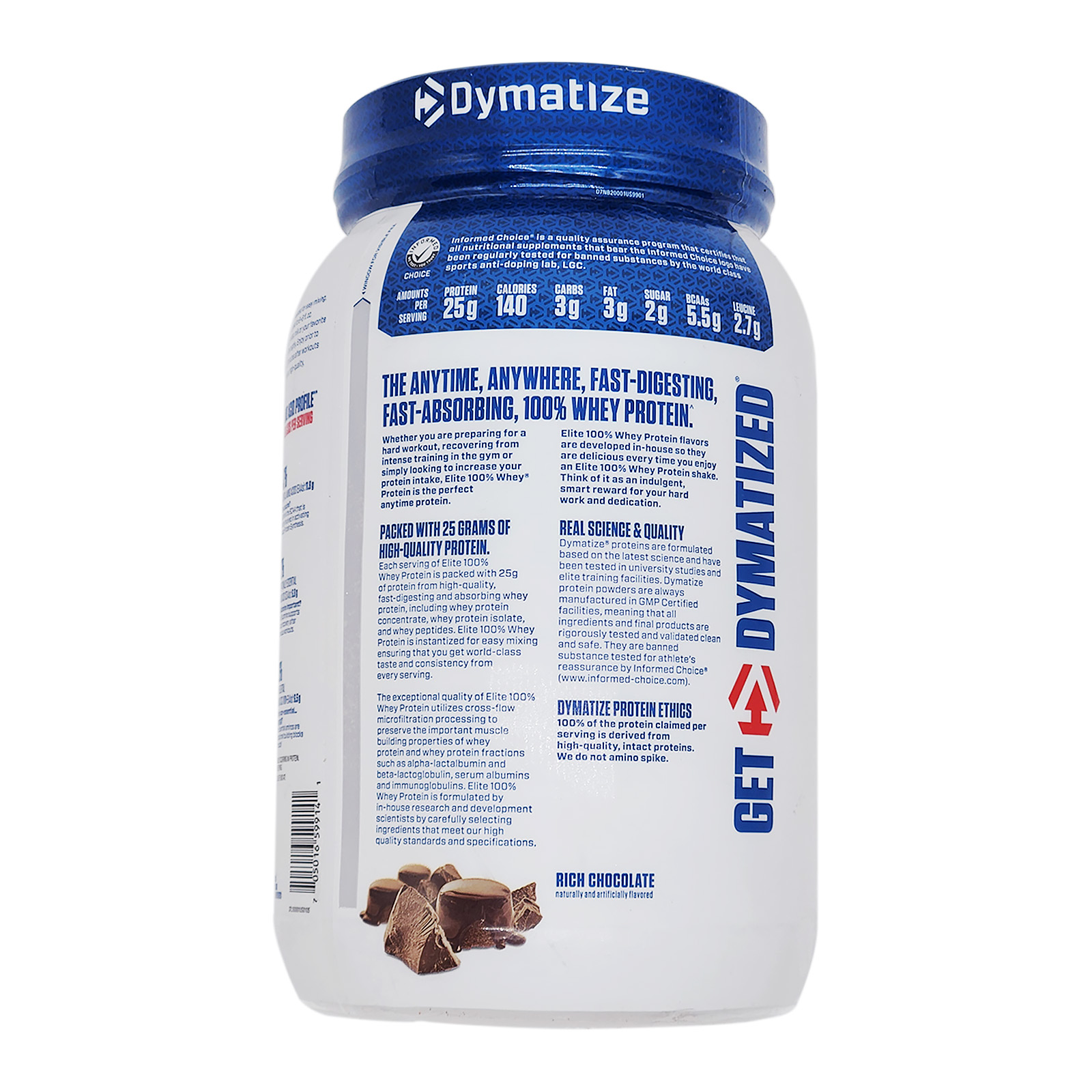 Dymatize Elite 100% Whey Protein Powder Rich Chocolate 25 Servings