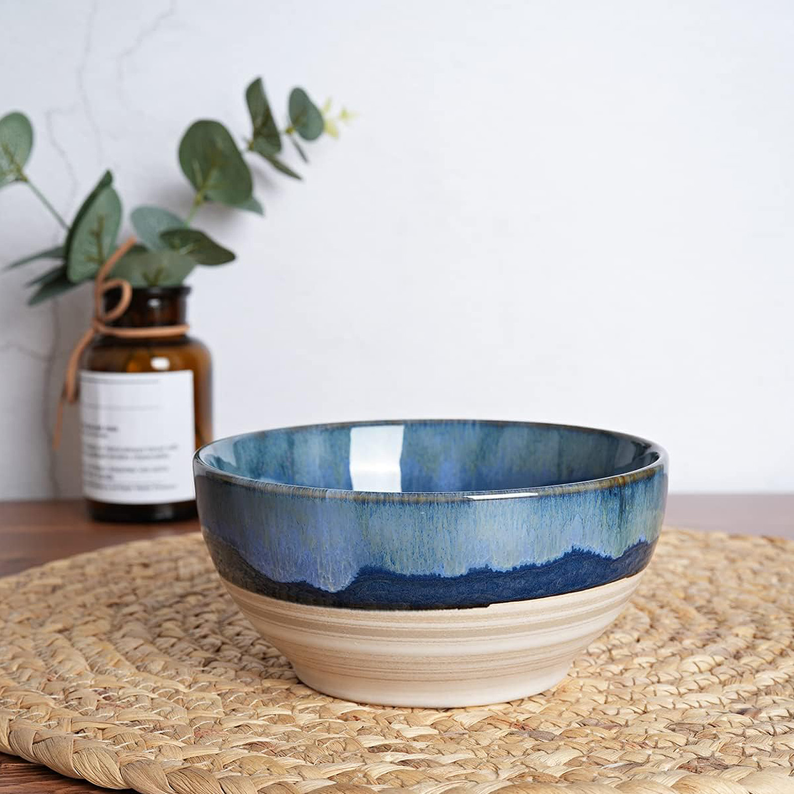 Bosmarlin 6-Pack 16oz Deep Blue Ceramic Dessert Bowls: Microwave/Dishwasher Safe