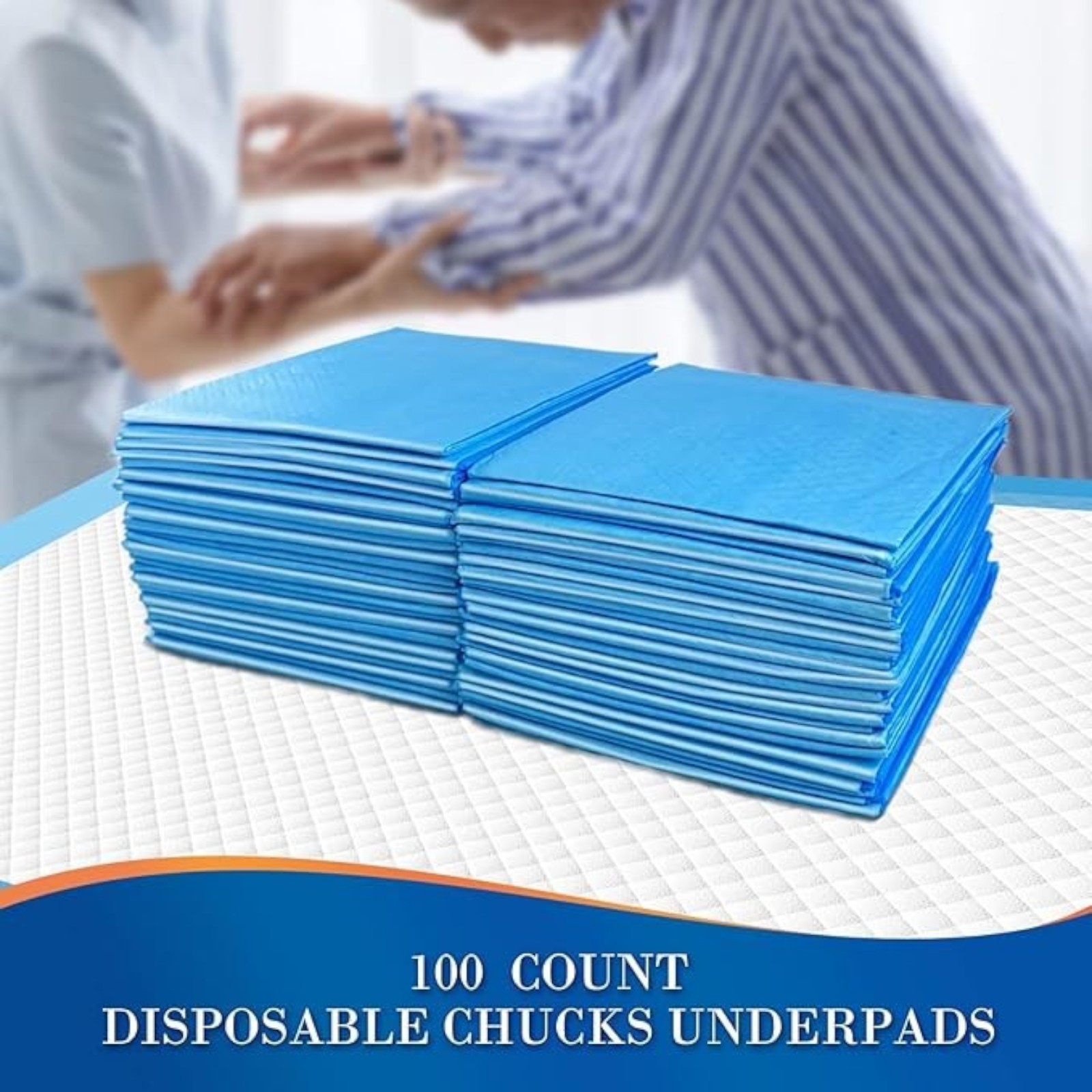 100 Count Chucks Disposable 23"x36" Leakproof Adults Incontinence Bed Pads, Waterproof Underpads for Elderly, Extra Large Puppy Pee Pad, Baby Changing Liner