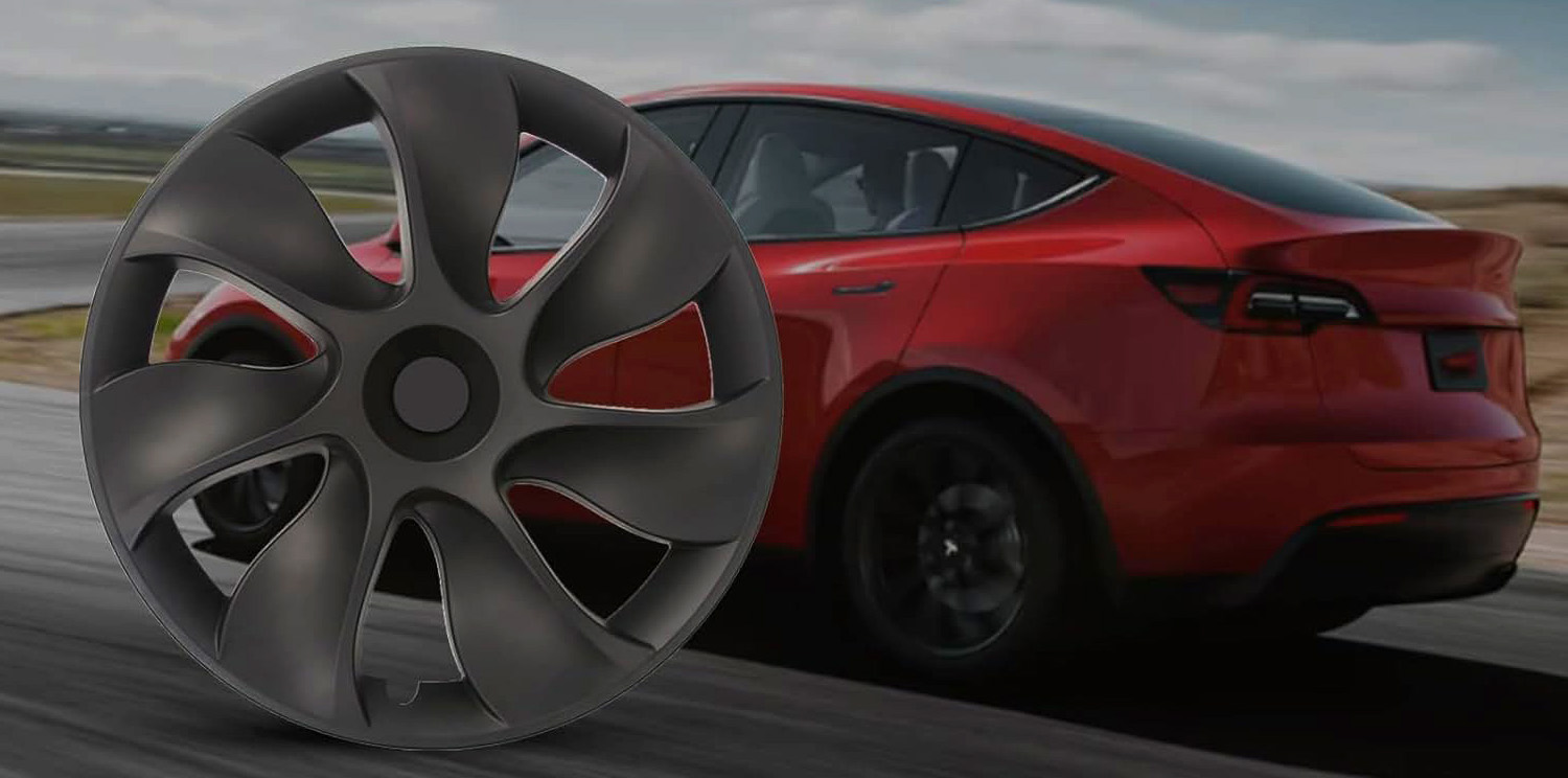 Terfulnel Wheel Covers/Hubcaps 20 Inch for 2019-2023 Tesla Model Y - 20 inch Swirl Style - Matte Black