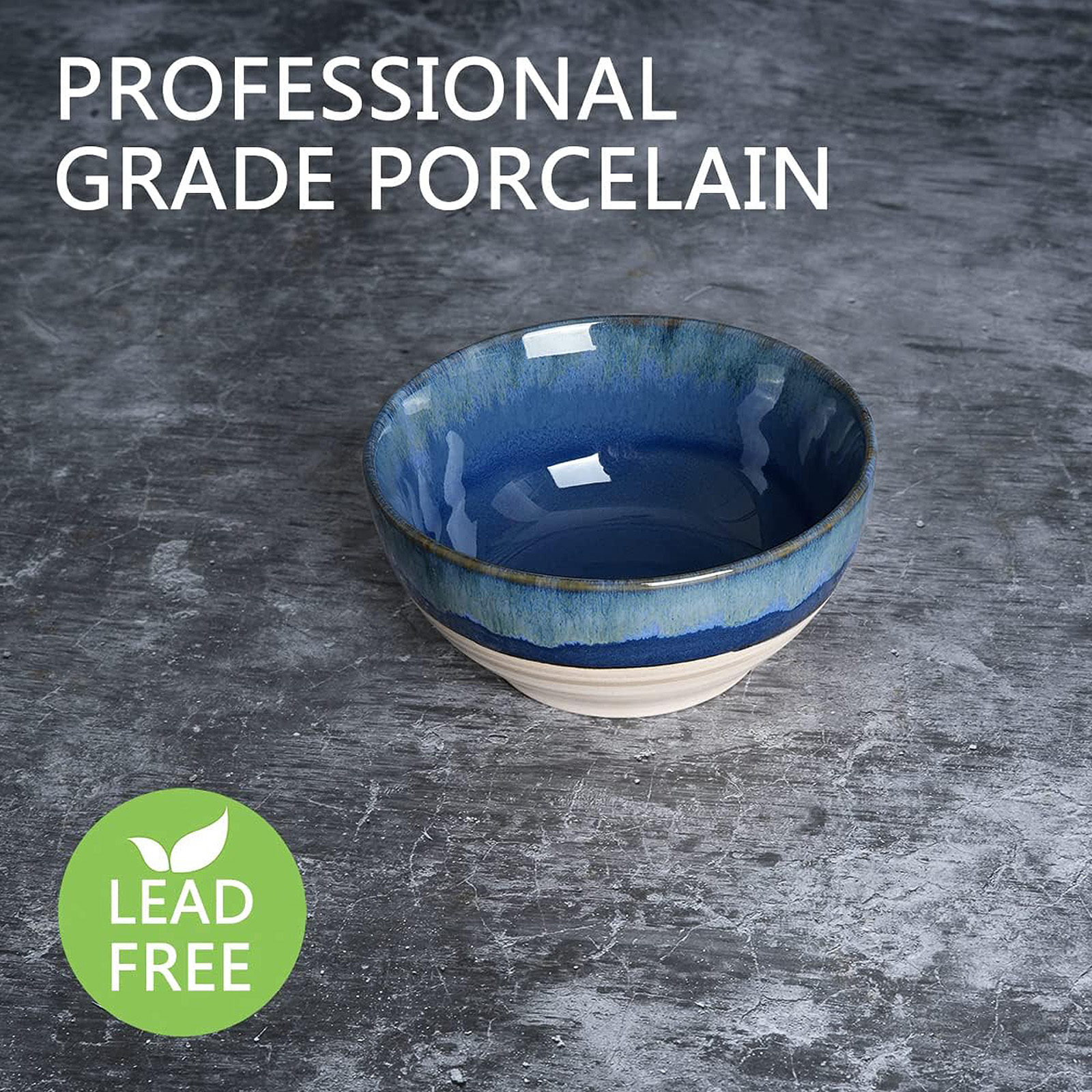 Bosmarlin 6-Pack 16oz Deep Blue Ceramic Dessert Bowls: Microwave/Dishwasher Safe