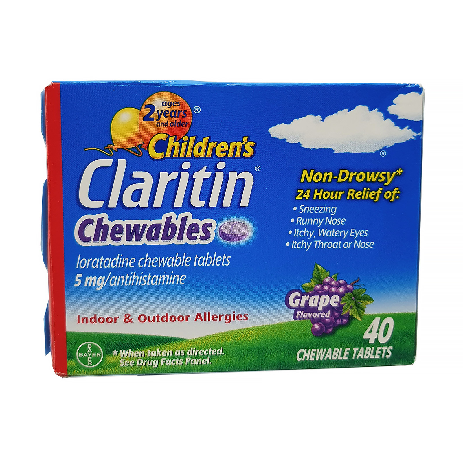Children's Claritin 5 mg 24 Hour Non-Drowsy Grape Flavor 40 Tablets