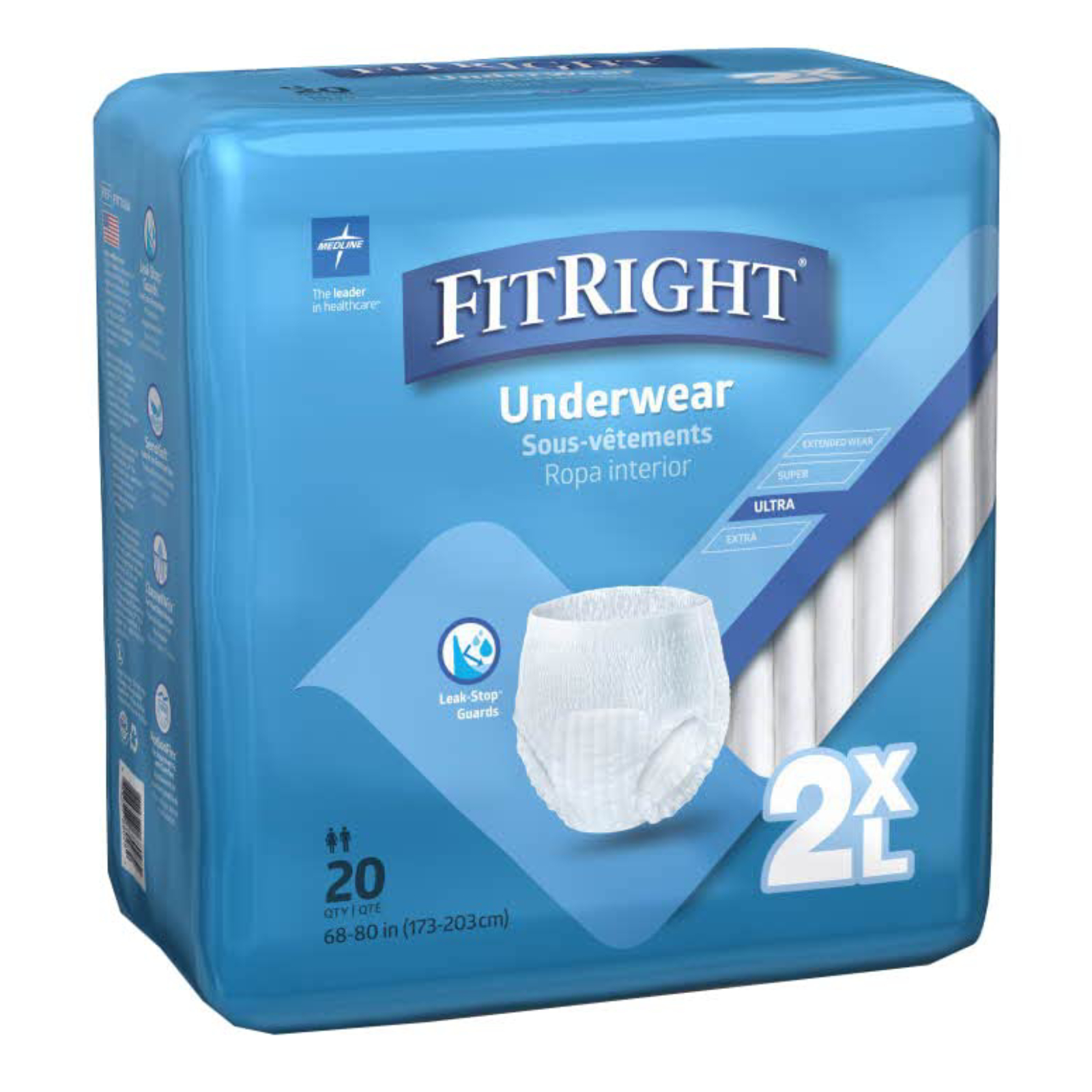 FitRight Adult Incontinence Underwear, Heavy Absorbency, XX-Large, 68-80 (20 Count)