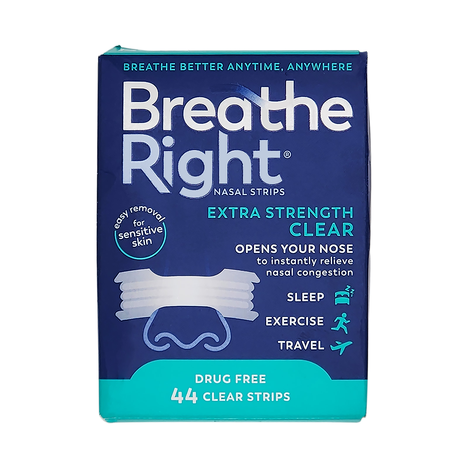 Breathe Right Extra Strength Sensitive Skin 44 Clear Strips