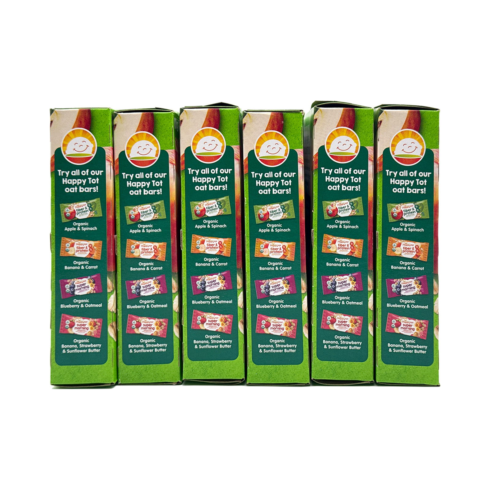 Happy Tot Fiber & Protein Soft-Baked Oat Bars, Apple & Spinach 5 Count (6 Pack)