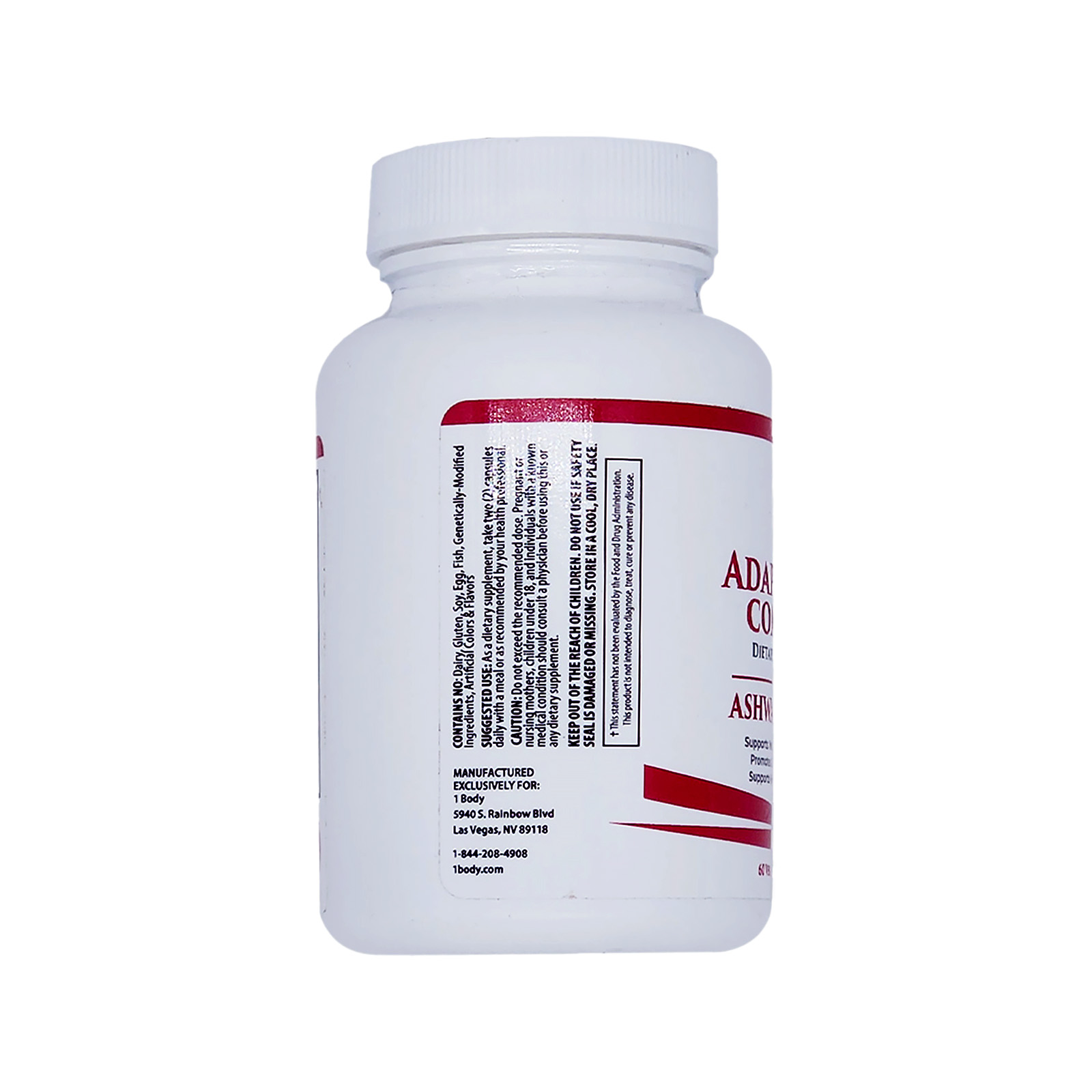 1 Body Adaptogen Complex with Ashwagandha Supplement 60 Capsules