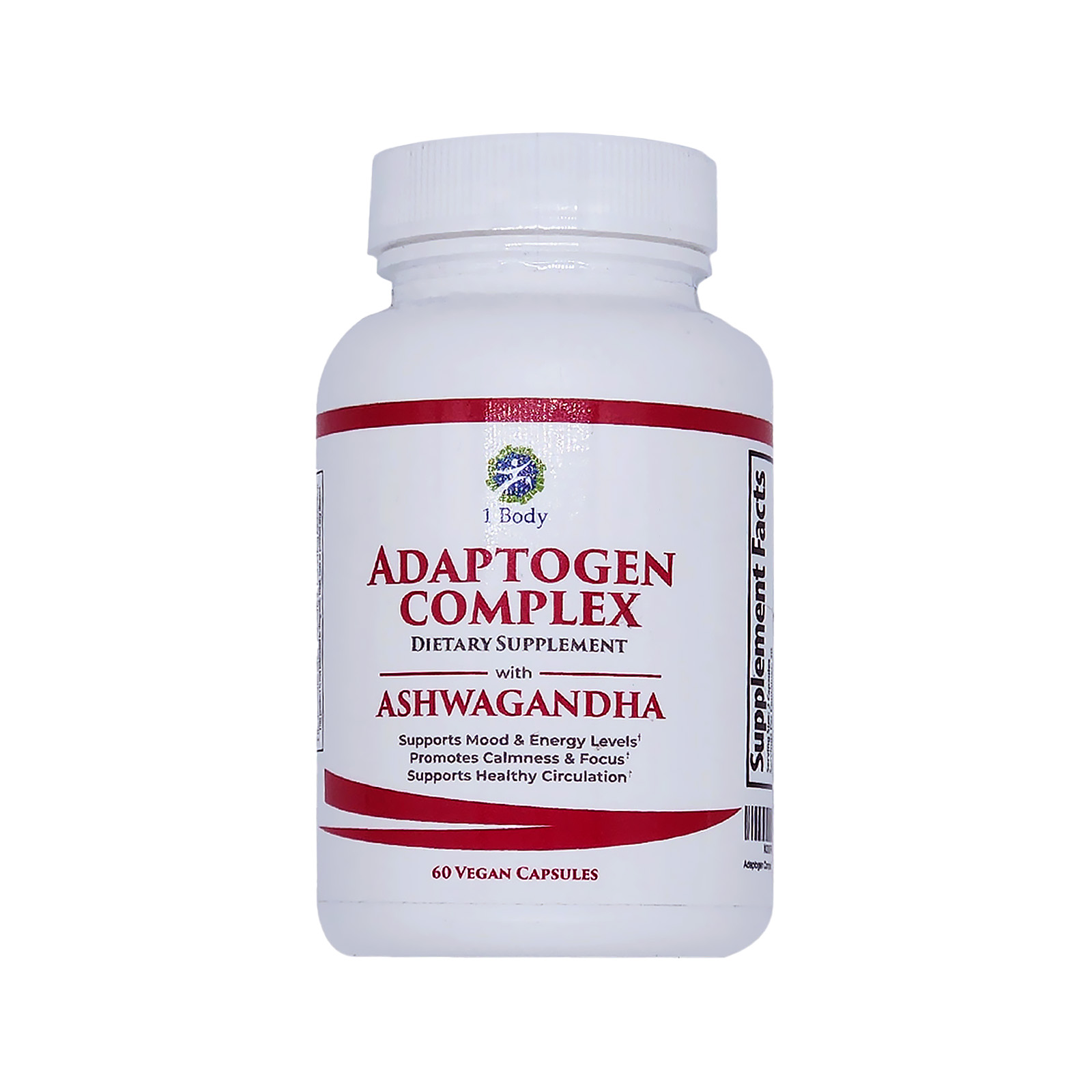 1 Body Adaptogen Complex with Ashwagandha Supplement 60 Capsules