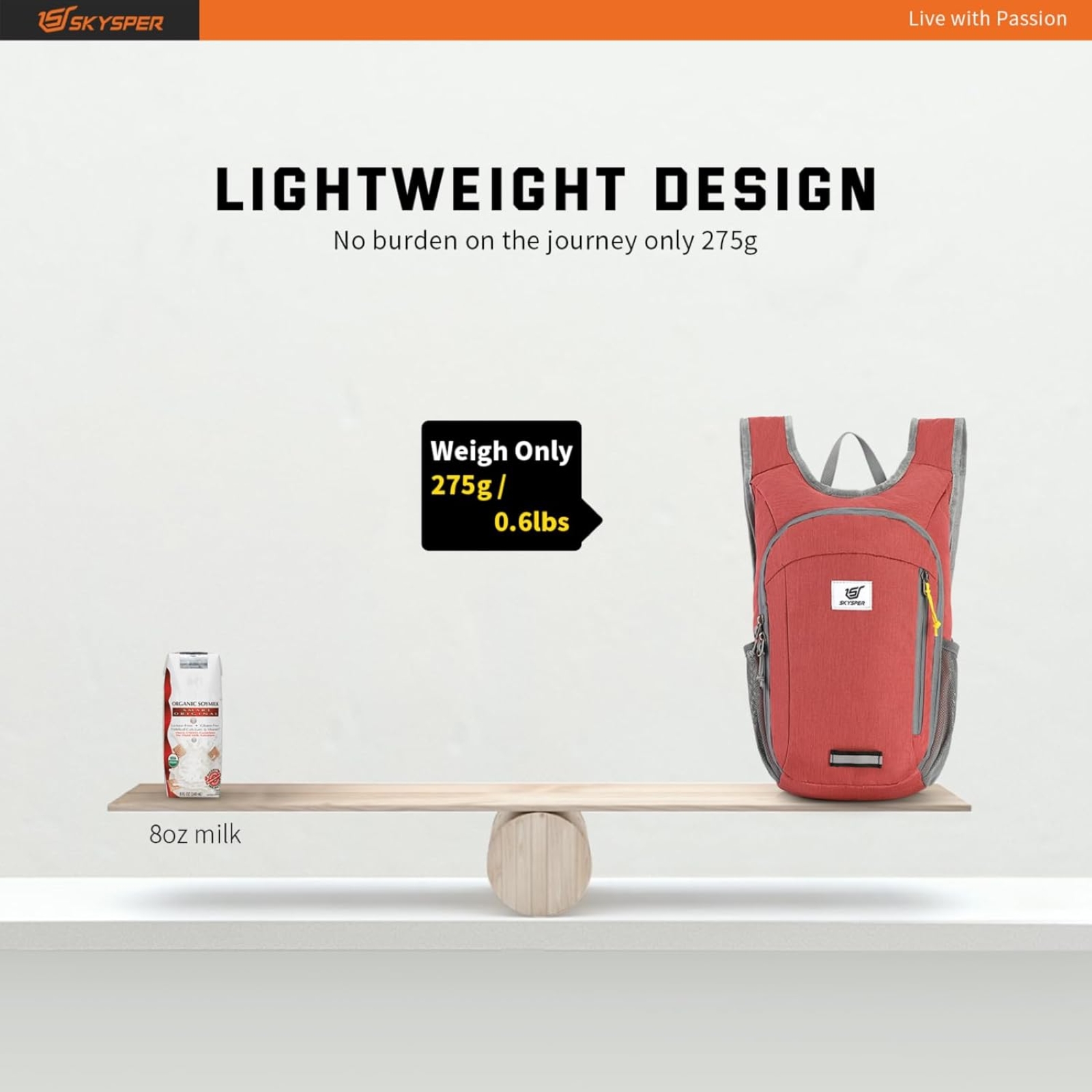 SKYSPER Small Daypack 10L Hiking Backpack Packable Lightweight Travel Day Pack for Women Men (Red)